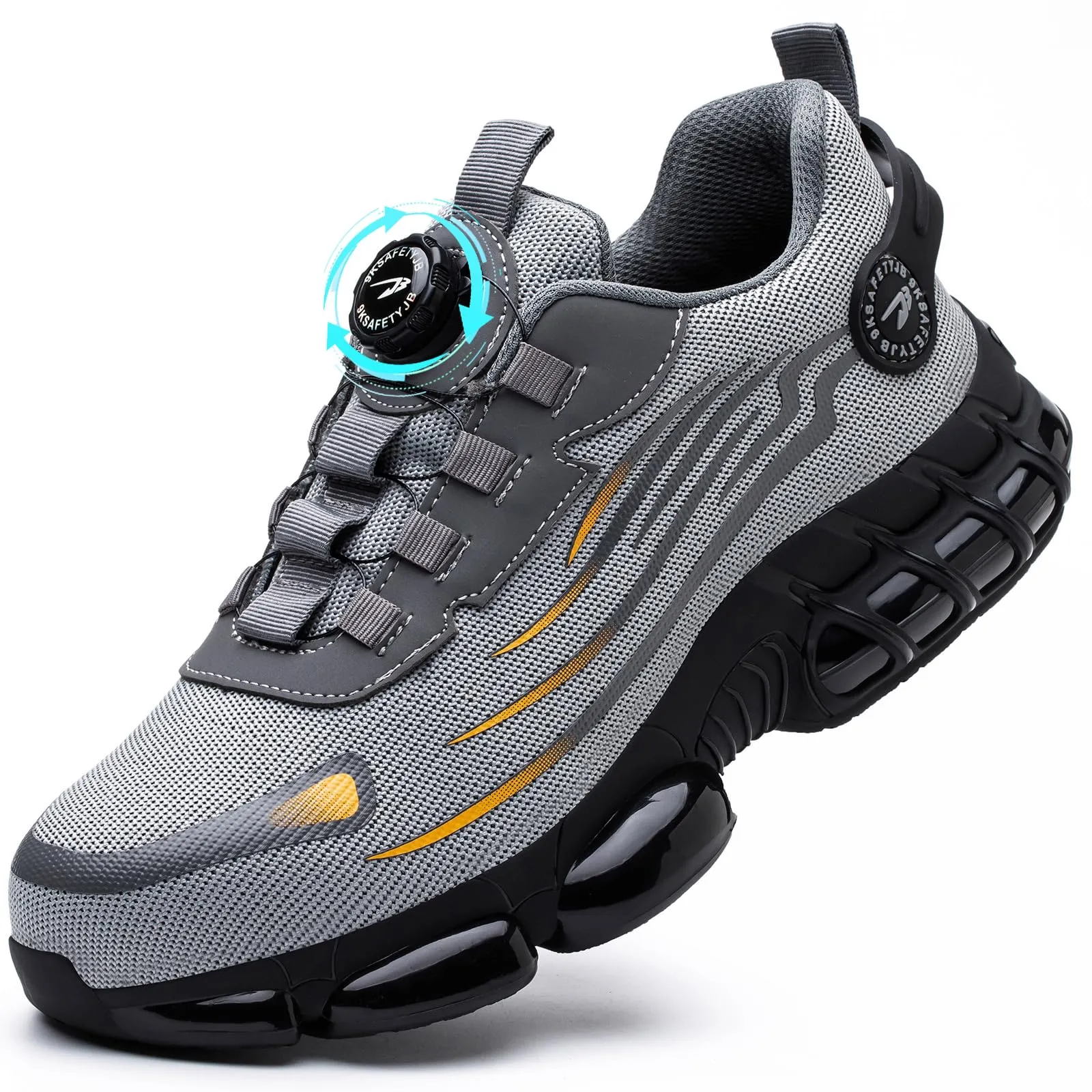 Scarpe Antinfortunistiche Uomo Donna Leggere Scarpe da Lavoro Comode Scarpa Antinfortunistica Uomo con Punta in Acciaio Fibbia Girevole Regolazione Rapida Grigio 43 EU