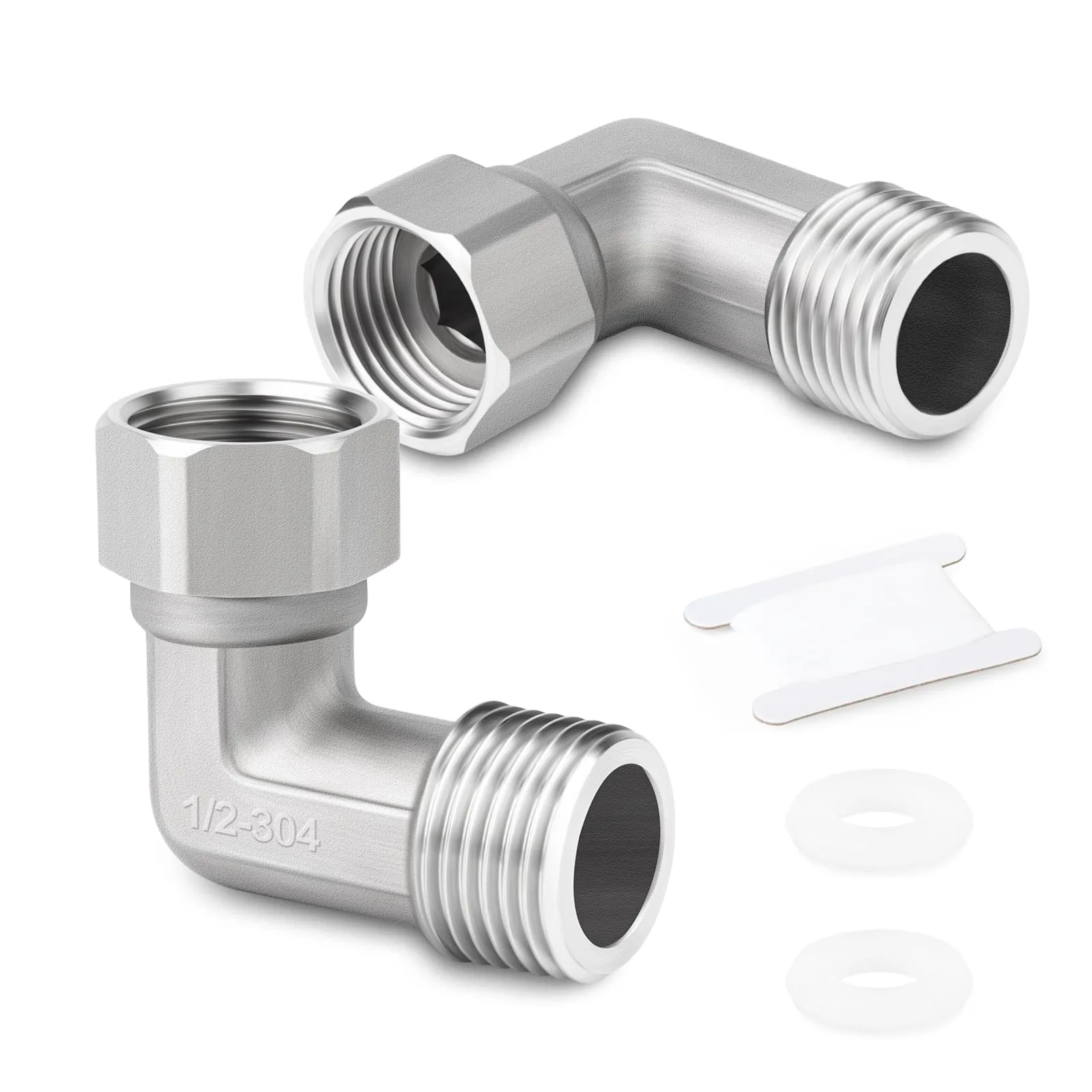 ERGAOBOY 2 pezzi gomito a 90 gradi in acciaio inox 304 2 estremità connettore mobile flessibile, 1/2” femmina e maschio per spruzzatore, valvola angolare, braccio doccia
