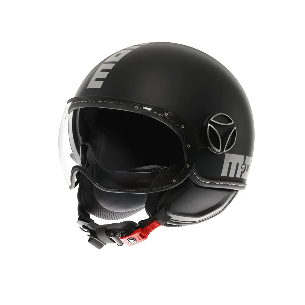 MOMODESIGN - FGTR EVO E2206, Casco Jet con Visiera Parasole, Casco Aperto per Moto e Scooter, per Uomo e Donna, Nero Opaco/Silver, S