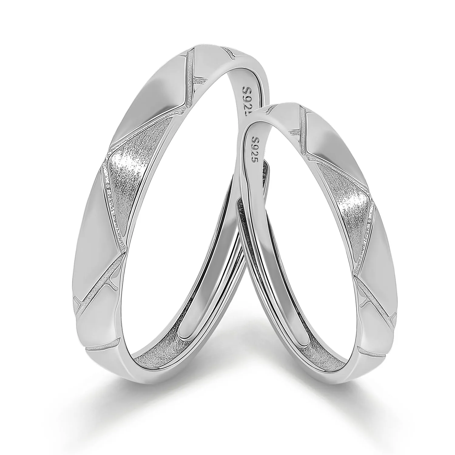 Meissa Anelli di Fidanzamento Regolabili in Argento Sterling 925, Fedi Nuziali Minimaliste per Coppie, Set Lui e Lei con Gioielli Eleganti e Delicati
