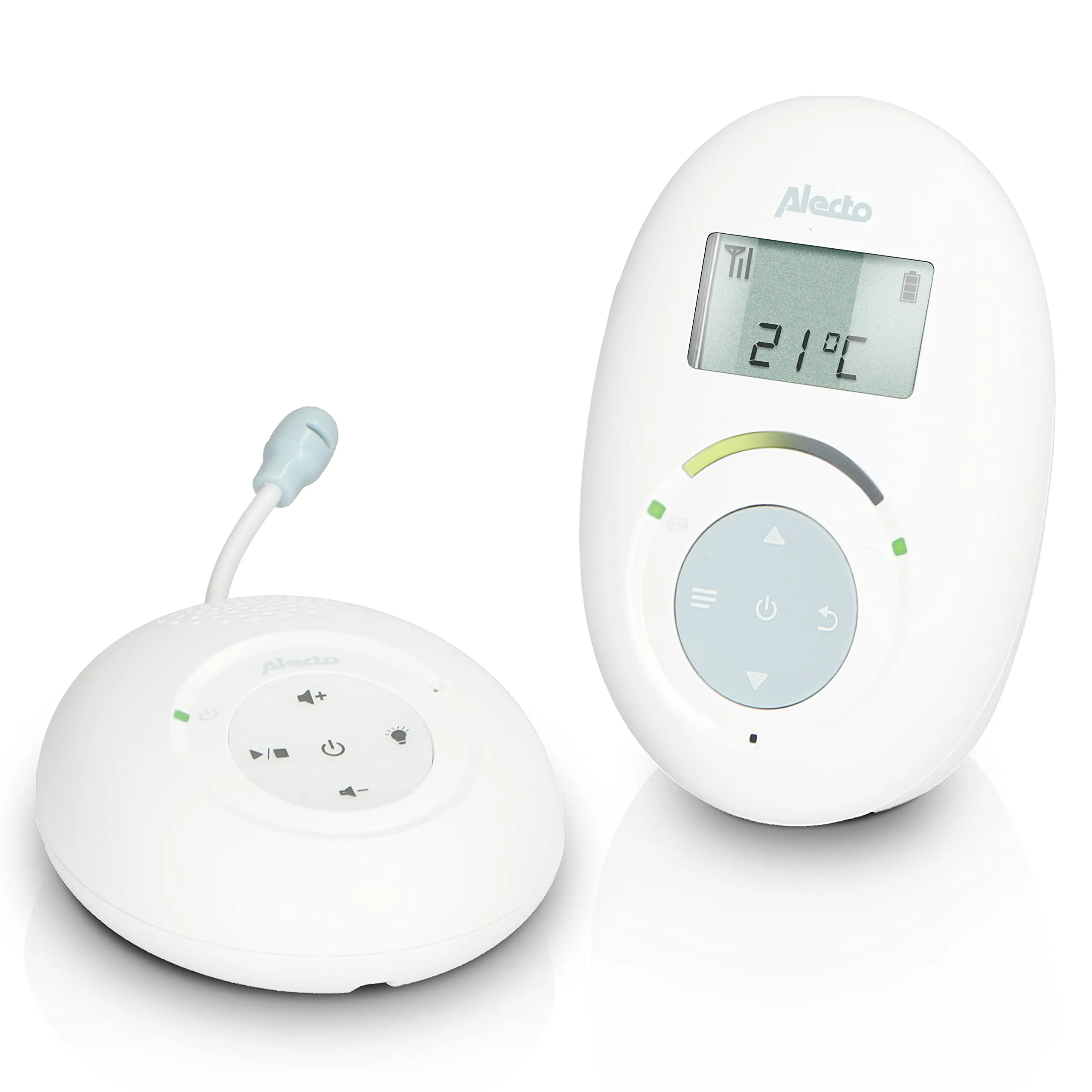 Alecto DBX120 Babyphone Audio - Baby monitor DECT - connessione sicura e senza interferenze - funzione interfono - 5 ninne nanne - funzione VOX - a bassa radiazione - bianco/blu