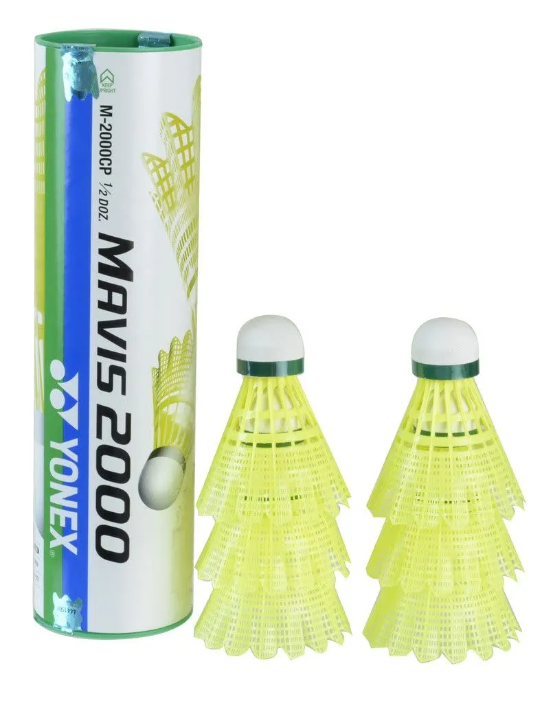 YONEX Badmintonbälle Mavis 2000 Yellow (Rolle mit 6 St.), GrĂĽner Streifen (19-29 °C)