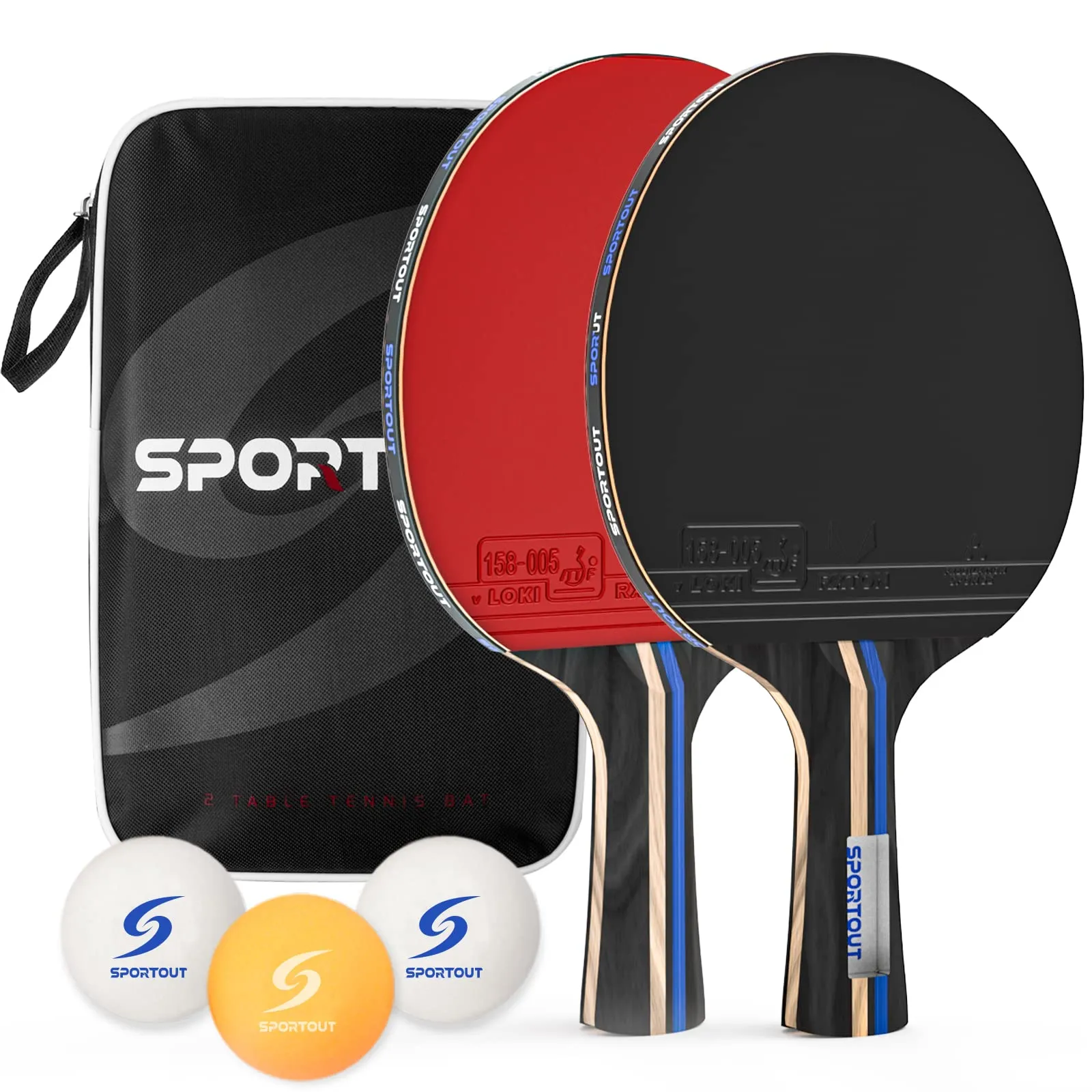 Easy-Room Set 2 Racchette da Ping Pong, 3 Palline, 1 Borsa Portatile da Tennis da Tavolo Professionale