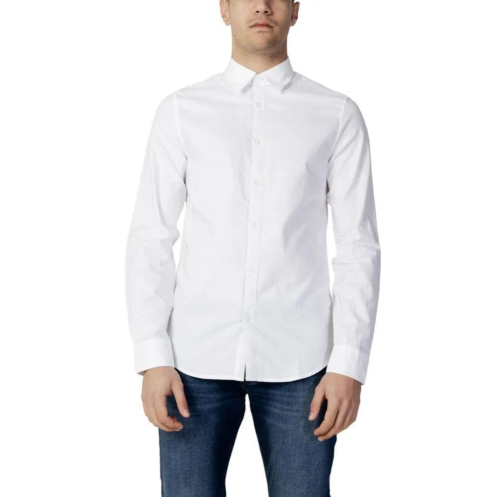 Armani Exchange Camicia Slim Fit con Bottoni, da Uomo, Bianco(Bianco Oxford), L
