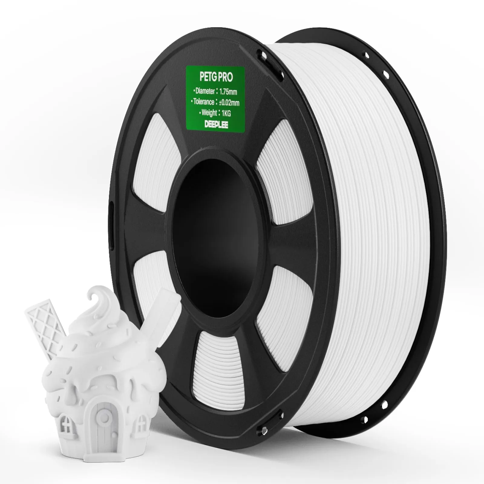 DEEPLEE PETG Pro Nero/Bianco/Giallo/Blu 4kg, Filamento per Stampanti 3D 1,75mm con Resistenza Migliorata e Tenacità agli Agenti Atmosferici, Compatibile con la Maggior Parte delle Stampanti 3D FDM.
