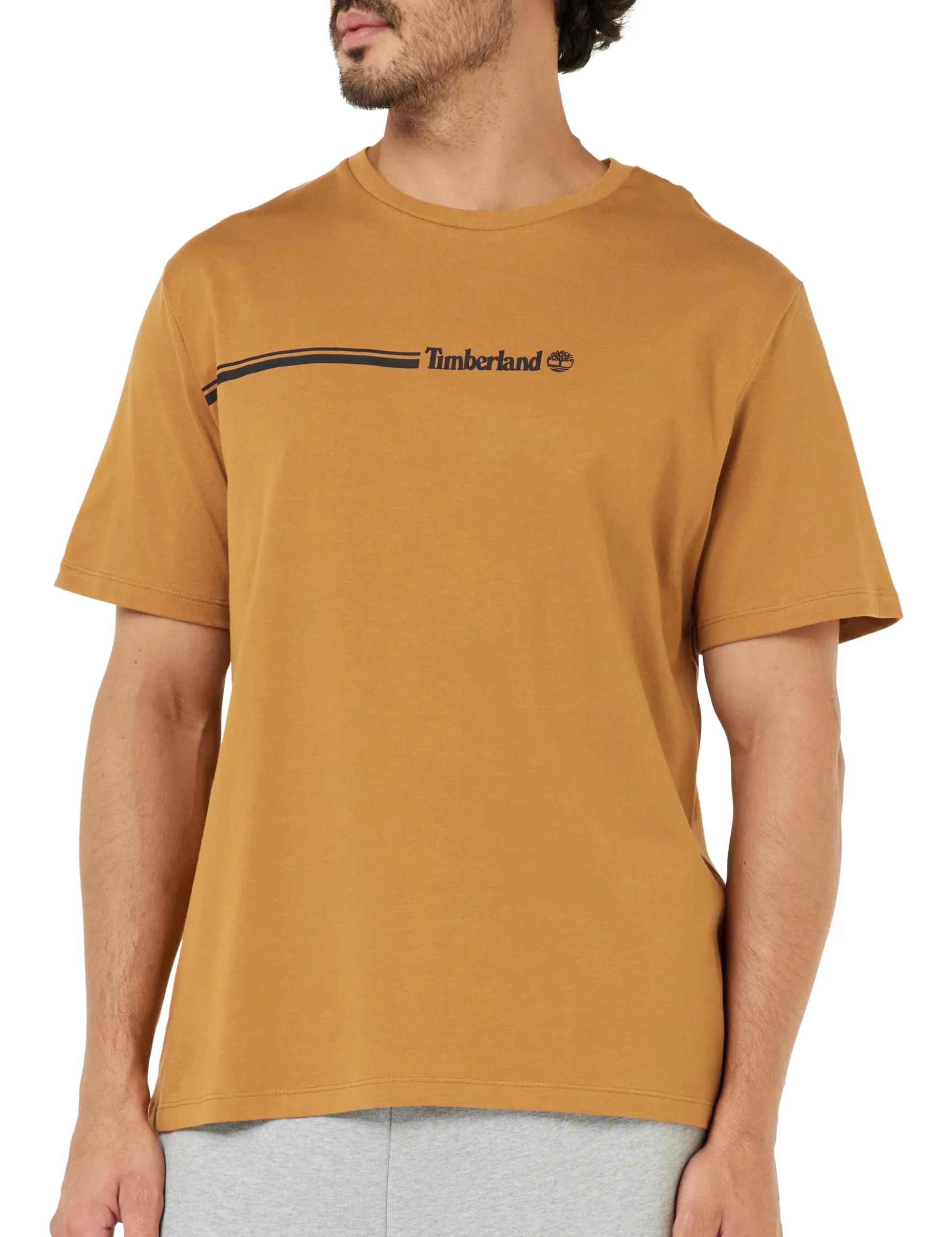Timberland Short Sleeve Tee 3 Tier3 T-Shirt, Wheat Boot, L Uomo