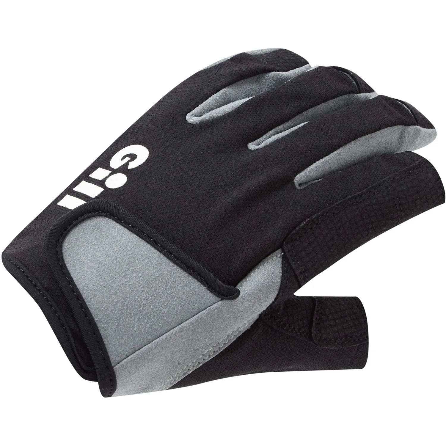 Gill Guanti da vela Deckhand - Dito lungo con indice e pollice esposti - Protezione solare UV 50+ e idrorepellente per Unisex, Nero, X-Grande