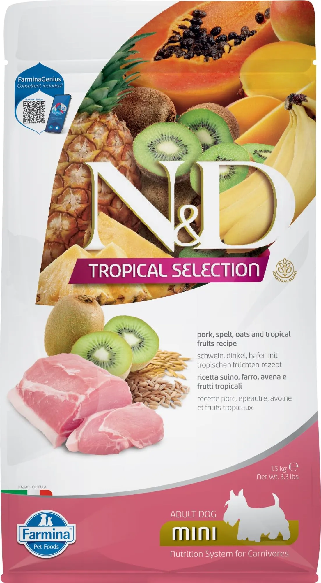 N&D DOG TROPICAL SELECTION PORK ADULT MINI 1,5 kg