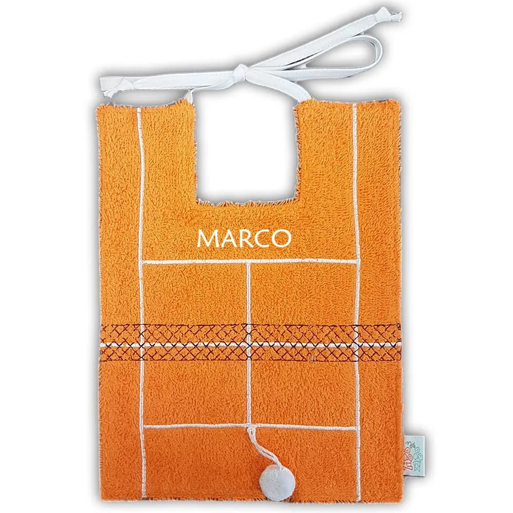 Zigozago - Bavaglino Tennis Fatto a Mano personalizzabile con nome ricamato - Taglia Unica