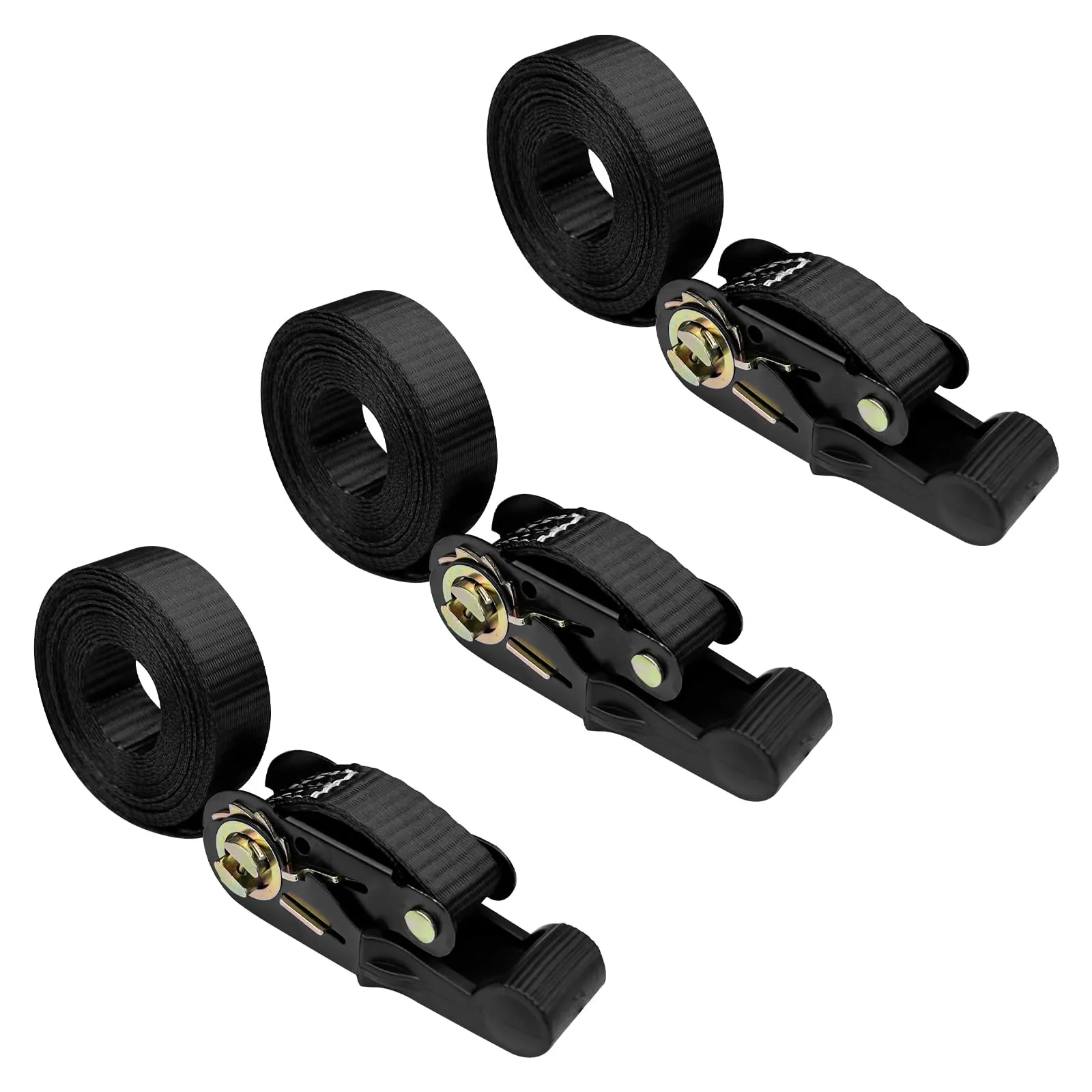 Chiluxendo 3 Pezzi Cinghie a Cricchetto Piccole, Cinghia Fissaggio Moto, Fasce a Cricchetto, Cinghie di Tensione Lungh 2.5cm X 4m, Cinghie di Tensionamento di Ancoraggio per Fissaggio del Carico(Nero)