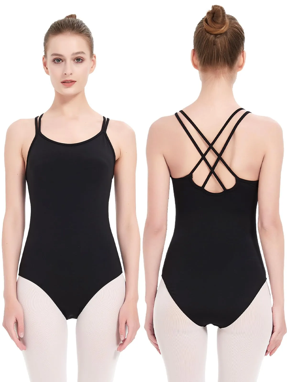 Kefiyis Body Danza Classica Donna Camisole Body Ginnastica Artistica Nero Balletto Leotard Alta Elasticità Dancewear Nero S