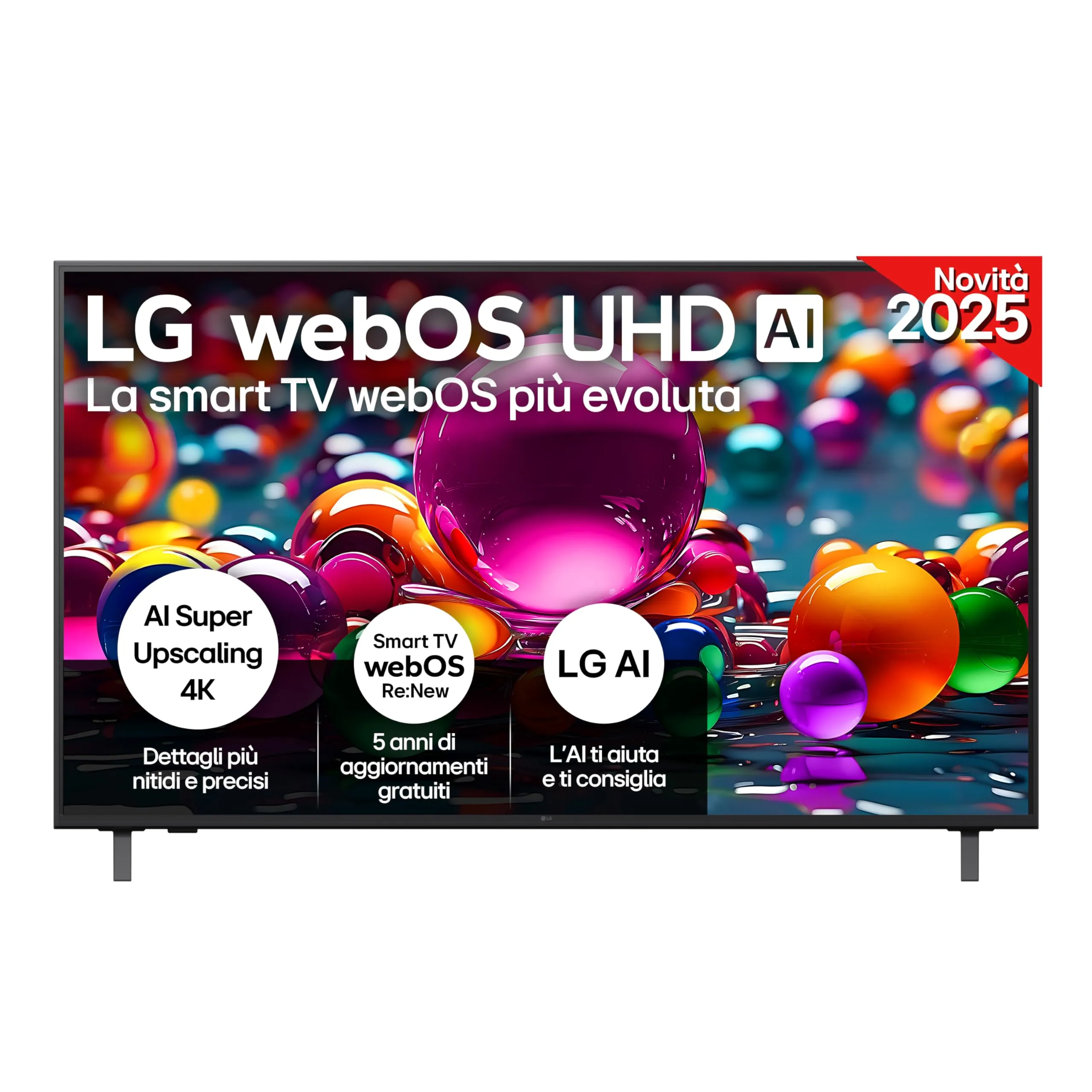 LG webOS UHD AI UA75 TV 55 pollici, Smart TV 4K Ultra HD, Processore α7 Gen8, webOS con AI, Filmmaker mode, HDR10, Gaming con VRR 4K@60Hz, Game Optimizer, Wi-Fi, 55UA75006LA 2025