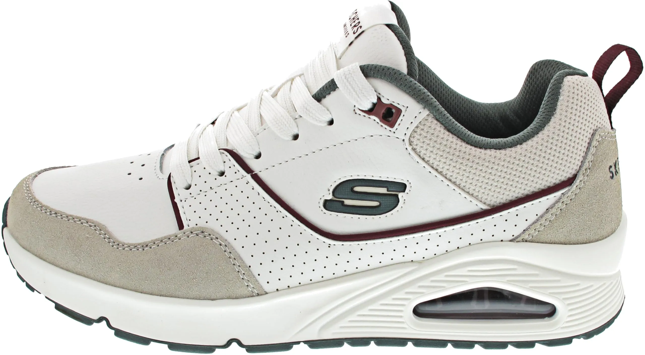 Skechers Uno Retro One, Sneaker Uomo, Bianco Duraleather Suede Verde Mesh Burg, 43 EU