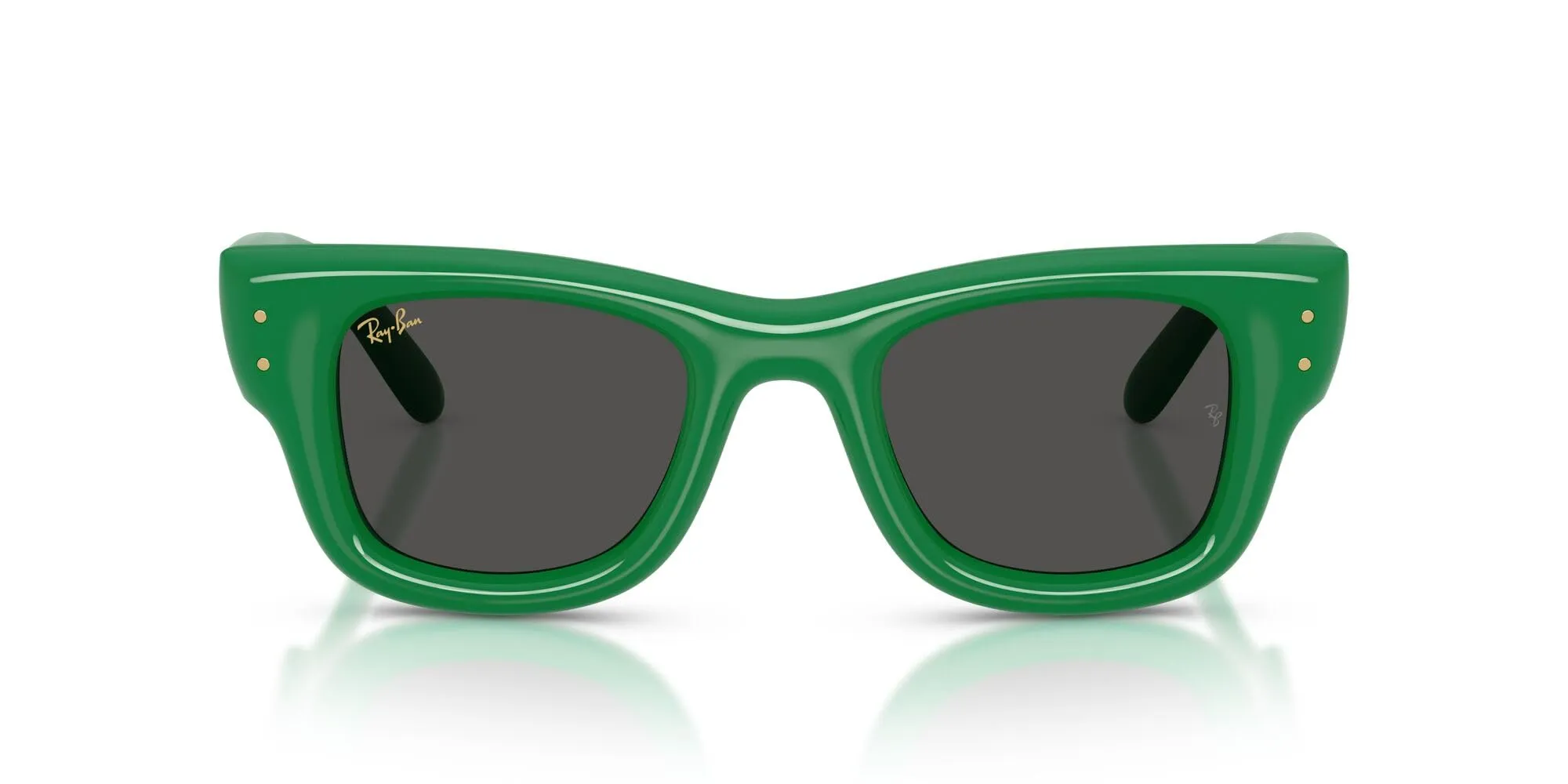 Ray-Ban Occhiali da sole Rocky Occhiali da sole unisex Rb4940 Wayfarer Puffer Blacked Out Collection di A$ap, Verde/Ultra Nero, 47 mm