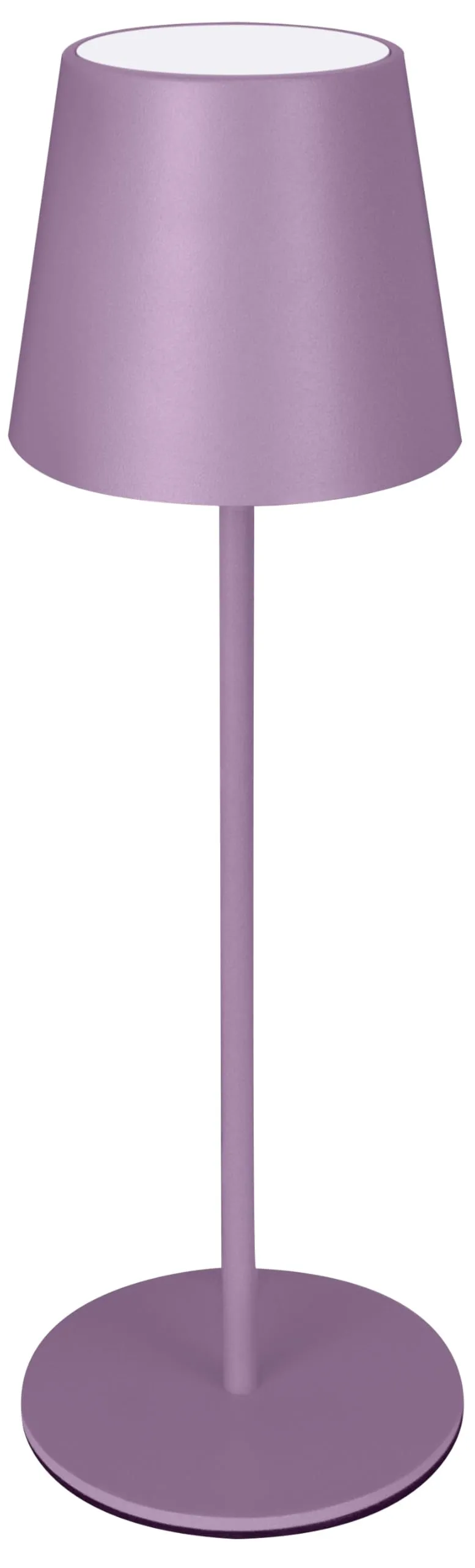 Majestic AGATA - Lampada da tavolo LED senza fili ricaricabile, Lunga durata, Dimmer Touch, Luce Calda-Naturale-Fredda, per interni ed esterni IP54, H37cm, LILLA PASTELLO