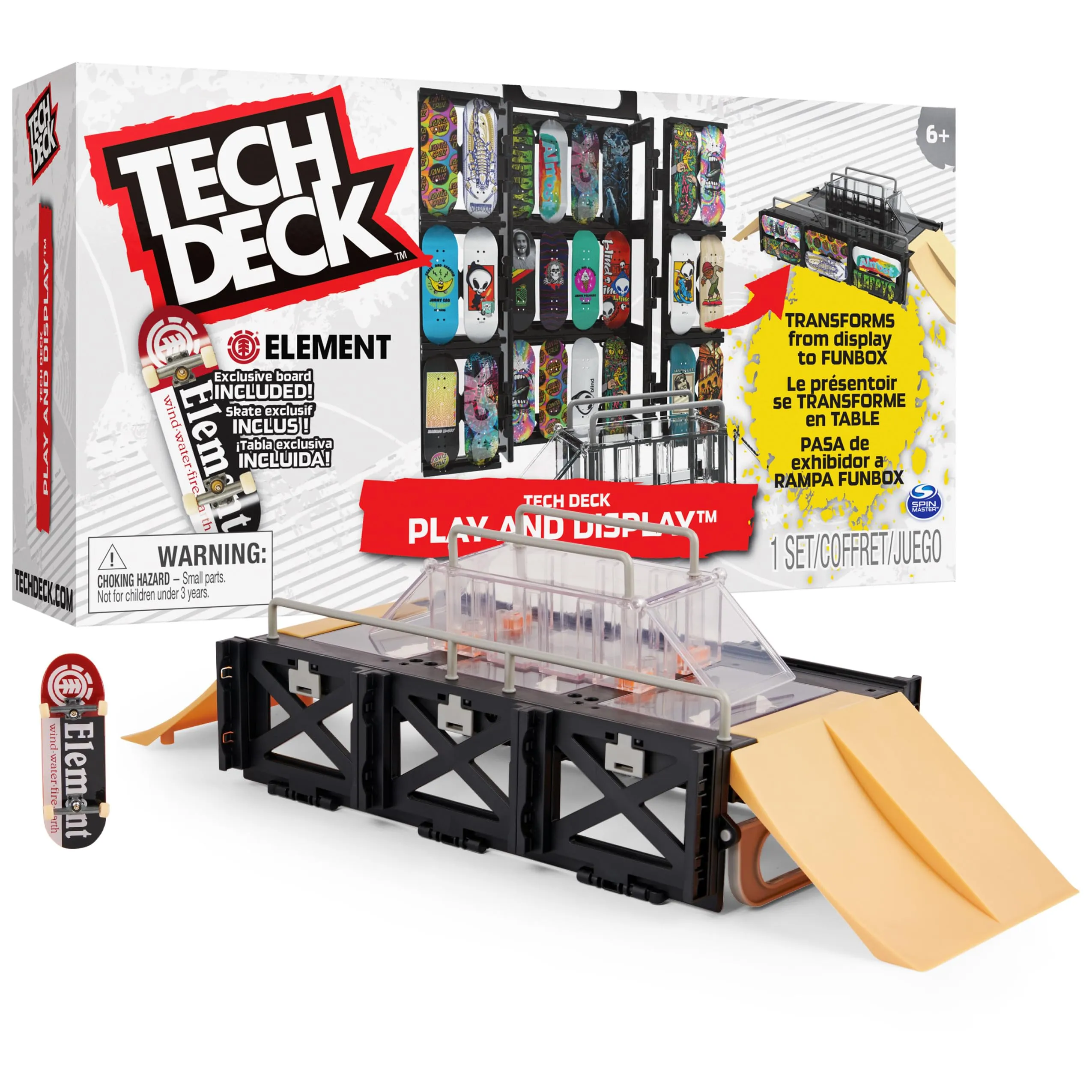 Tech Deck Play And Display Rampa Trasformante Set e Custodia per Il Trasporto con Tastiera Esclusiva, Giocattolo per Bambini dai 6 Anni in su 6060503