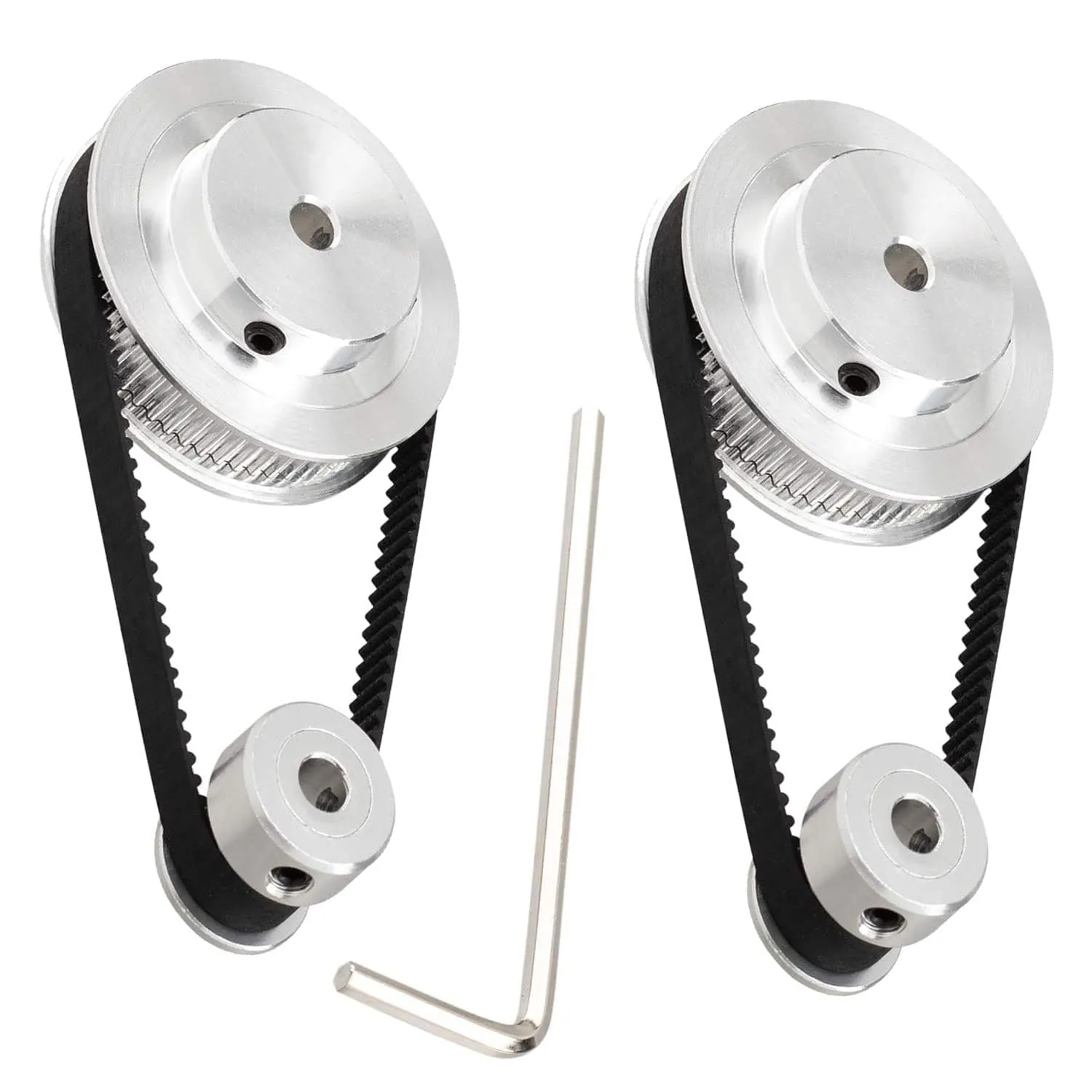 TUZUK Set da 2 pezzi GT2 Ruota sincrona 20 e 80 denti Puleggia dentata in alluminio con foro da 5 mm con cinghia dentata da 2 pezzi Lunghezza 250 mm Larghezza 6 mm (20-80T-5B-6)