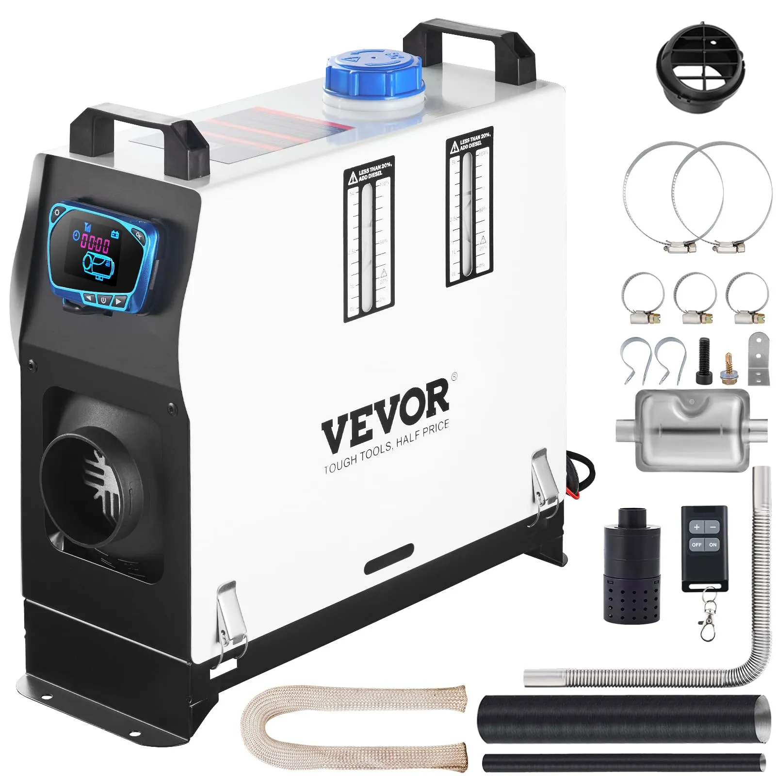 VEVOR Riscaldatore ad Aria Diesel 12V, Riscaldatore di Parcheggio, Riscaldatore per Camion 8KW all in One Interruttore Schermo LCD, Riscaldamento da Parcheggio, Air Heater Diesel 12V 8KW