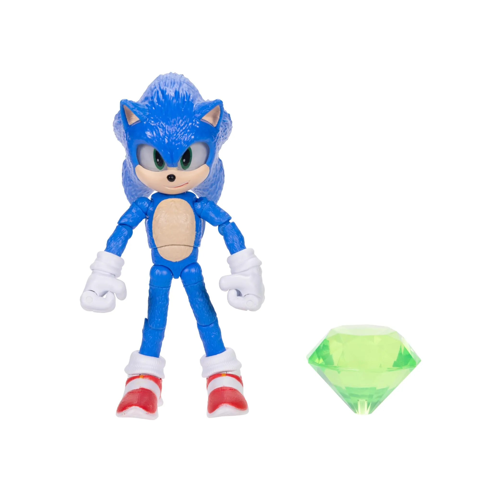 Sonic 3 Movie - Action Figure Articolata di Sonic con Smeraldo in Scala 13 cm, Personaggi Sonic 3 Wave 3
