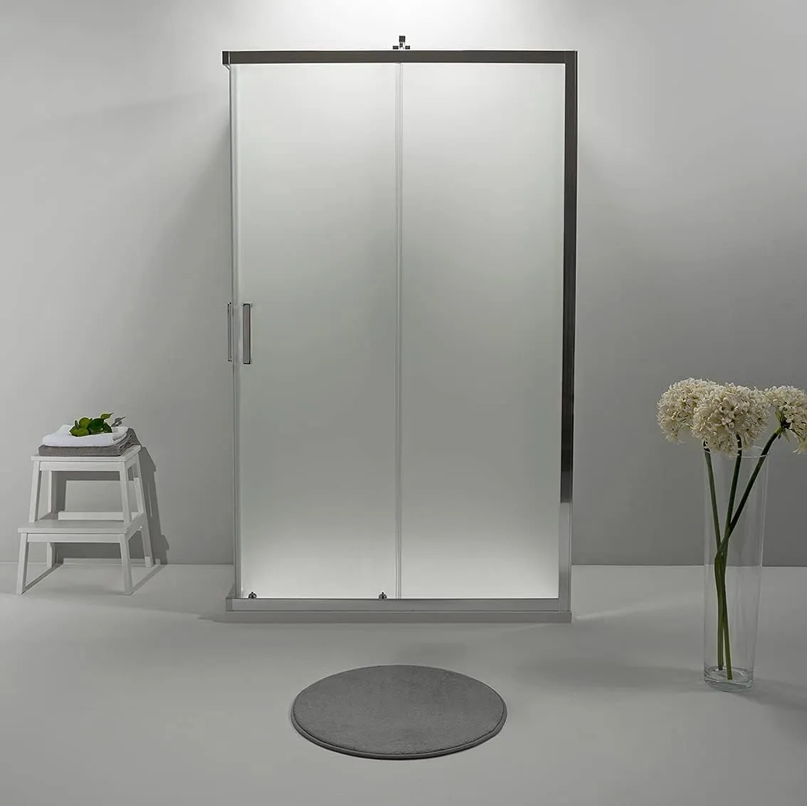 Box Doccia 3 Lati 70x90x70 cm x h190 - Cabina Doccia con Porta Scorrevole, Cristallo Temperato 6mm, Opaco e Anticalcare con Profilo in Alluminio Cromato e Chiusura Magnetica