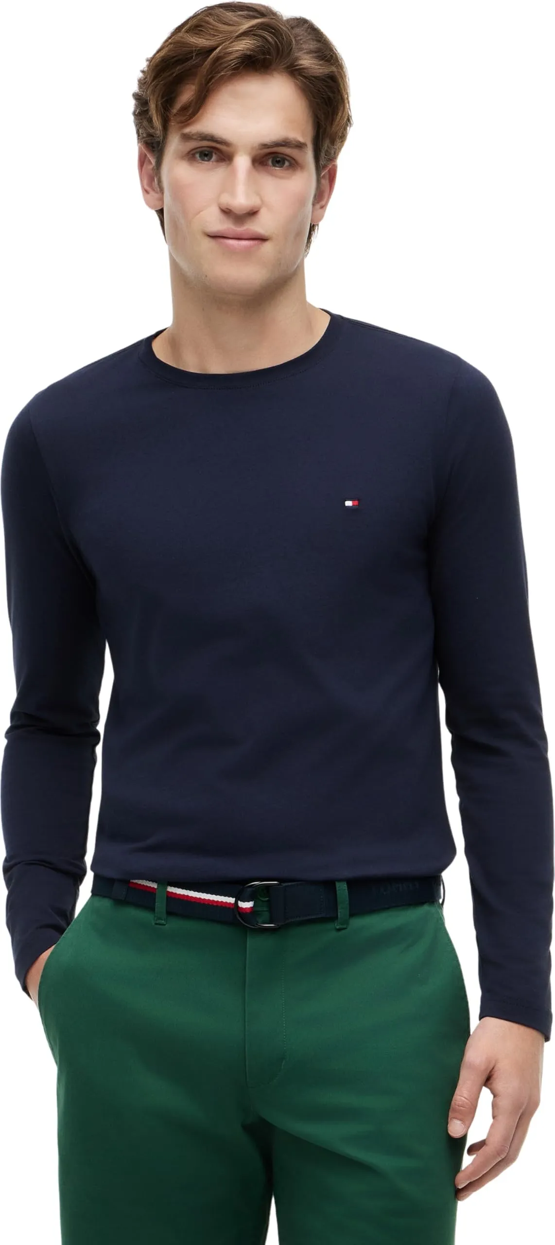 Tommy Hilfiger Maglietta Maniche Lunghe Uomo Cotone, Blu (Desert Sky), M