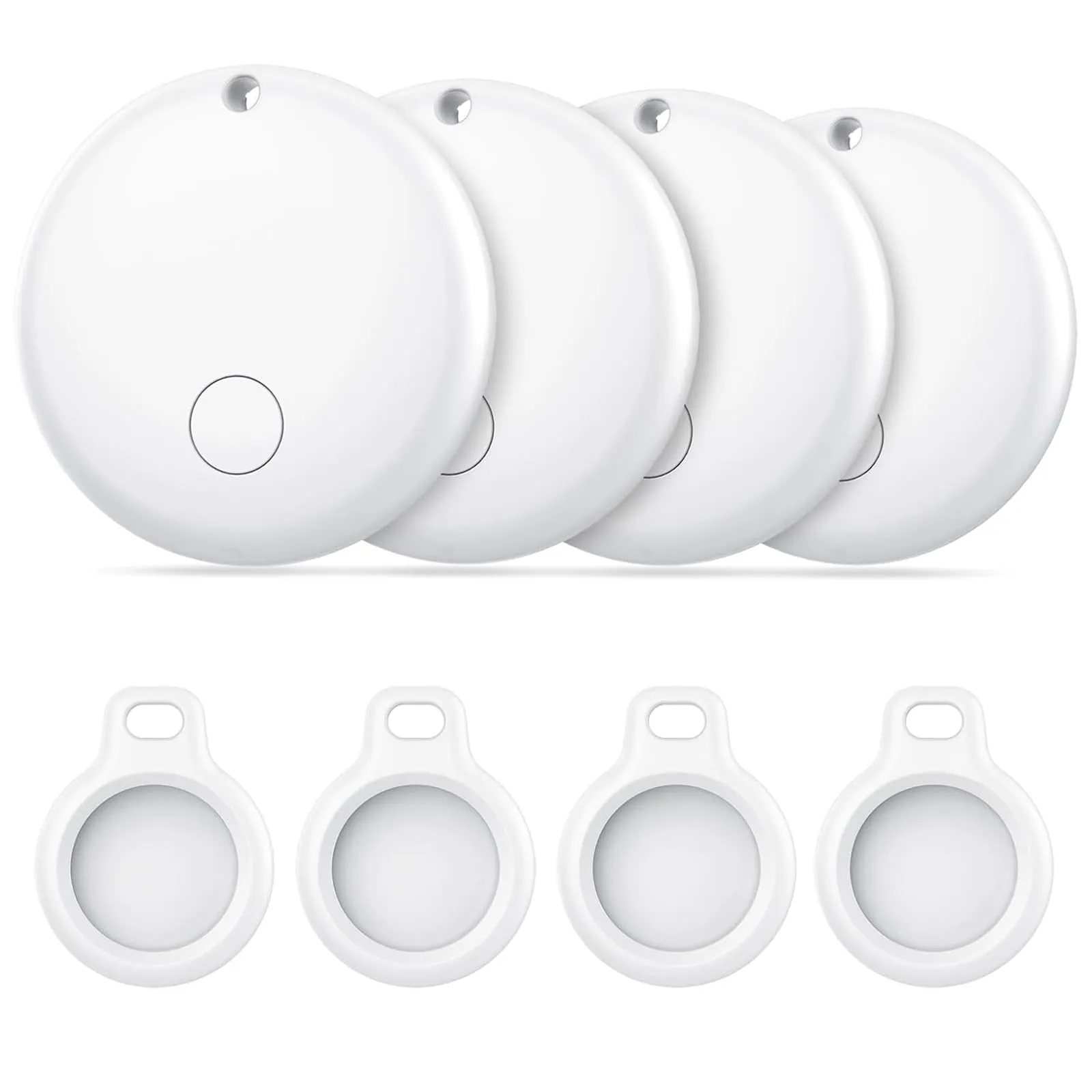 Android Smart Tag, Tracker con Google's Find Hub (Solo Android), IP68 Impermeabile, Bluetooth Localizzatore con Custodia Protettiva, Trova Oggetti per Chiavi/Bagagli/Portafogli, 4 Bianco