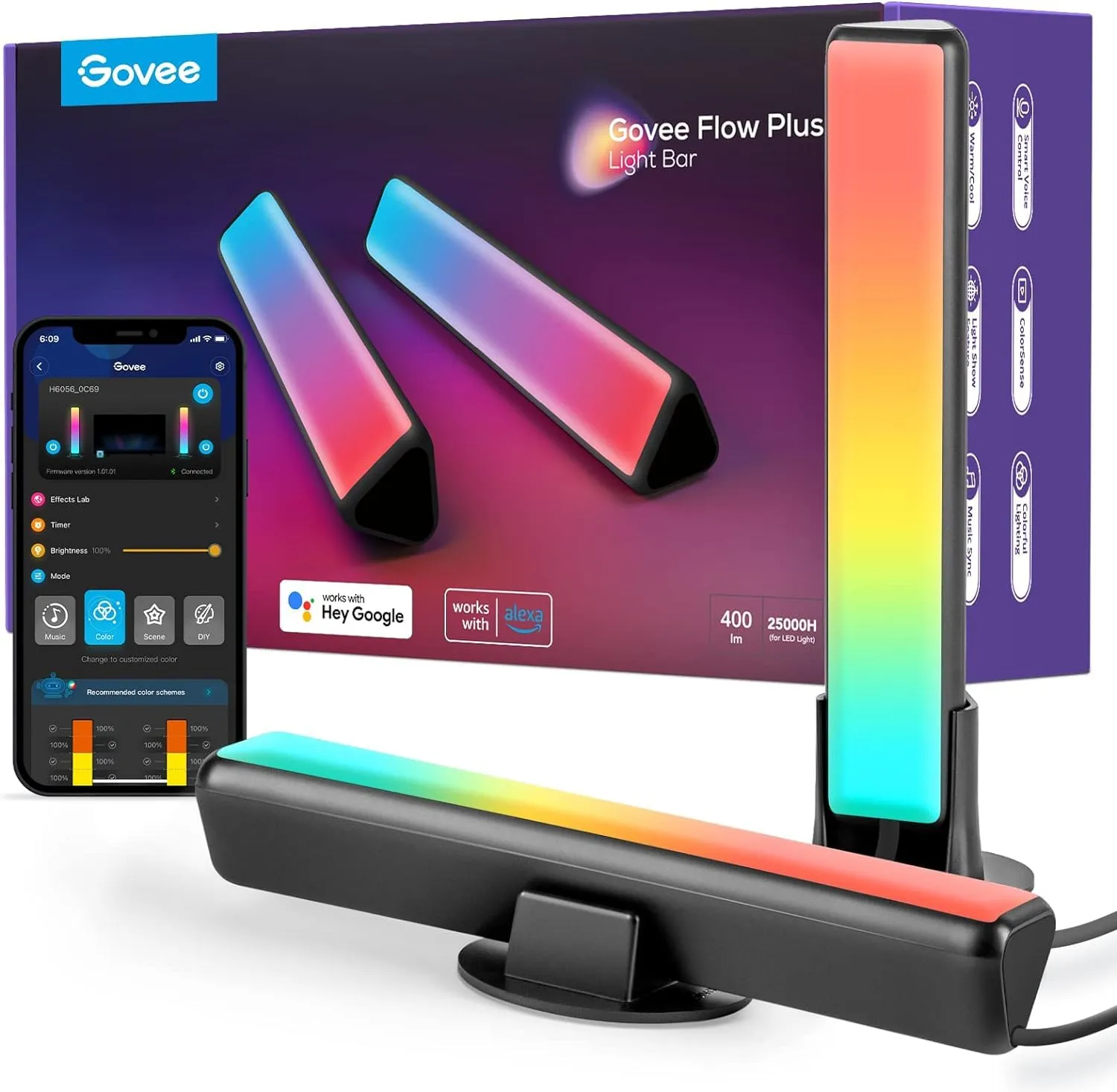 Govee Barre Luminose, Retroilluminazione TV RGBICWW Funziona con Alexa e Google Assistant, Dimmerabile in 16 Milioni di Colori per Stanze, Decorazione da Gioco