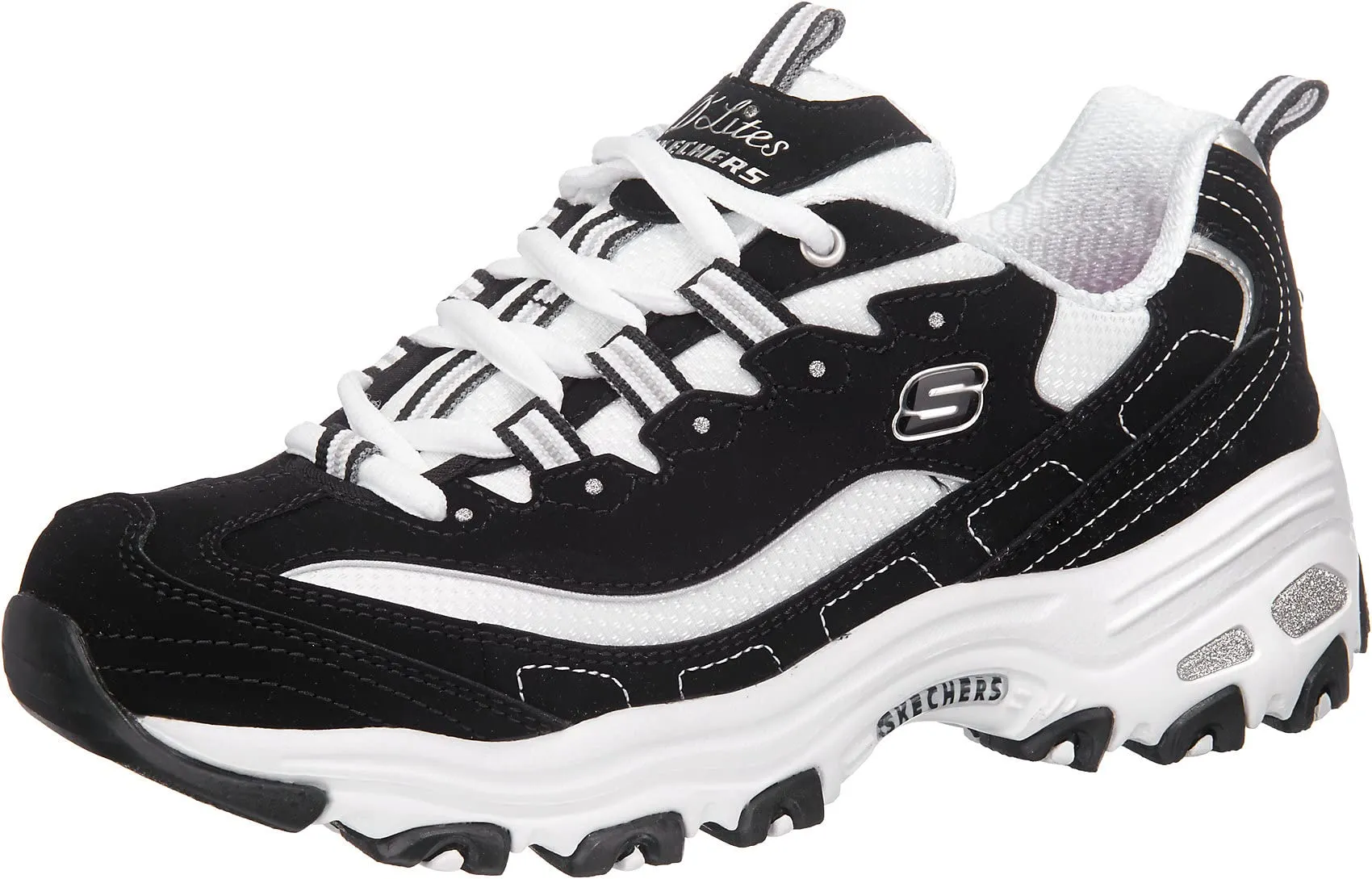 Skechers D'lites - Fresh Start, Scarpe Donna, Nero Black Silver, 36.5 EU