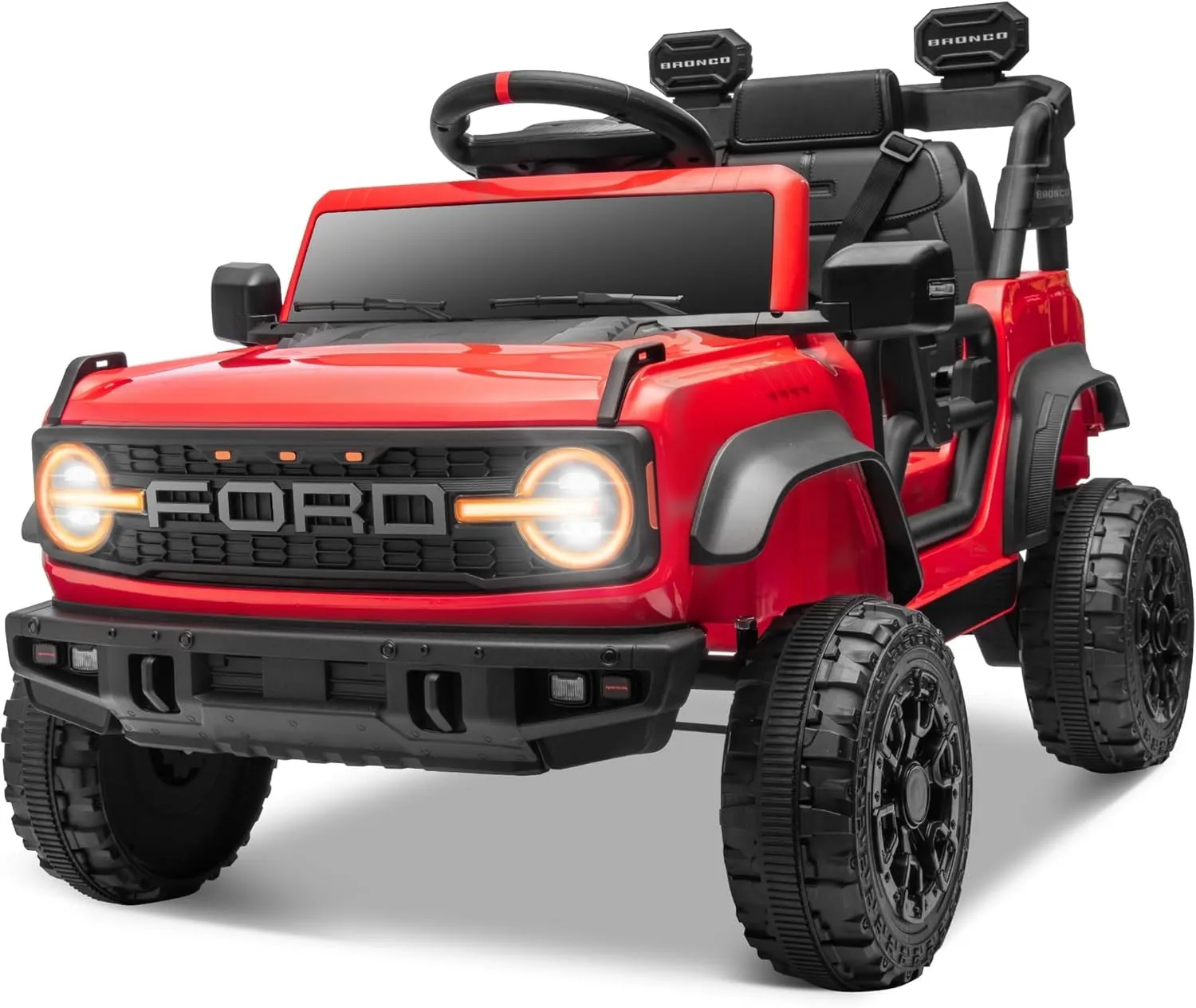 Ford Bronco Raptor 12V Fuoristrada Auto Macchina Elettrica per Bambini Telecomando Luci a Led Bluetooth Cintura di Sicurezza Ammortizzatori Carico Massimo 30 Kg Rosso