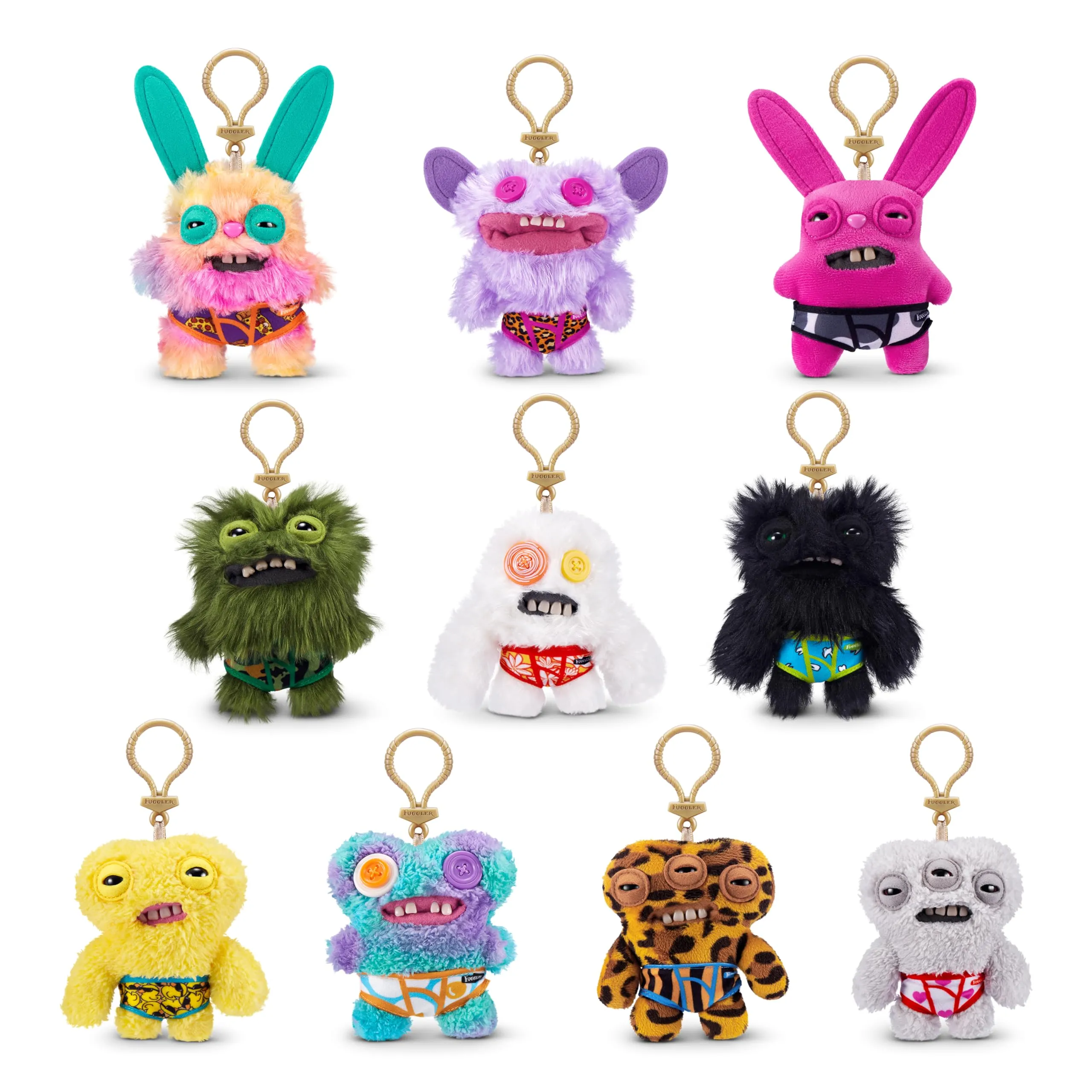 Portachiavi Fuggler di ZURU, 5" Funny Ugly Monster, peluche, da collezione, giocattolo (assortimento casuale, 3 Pack)