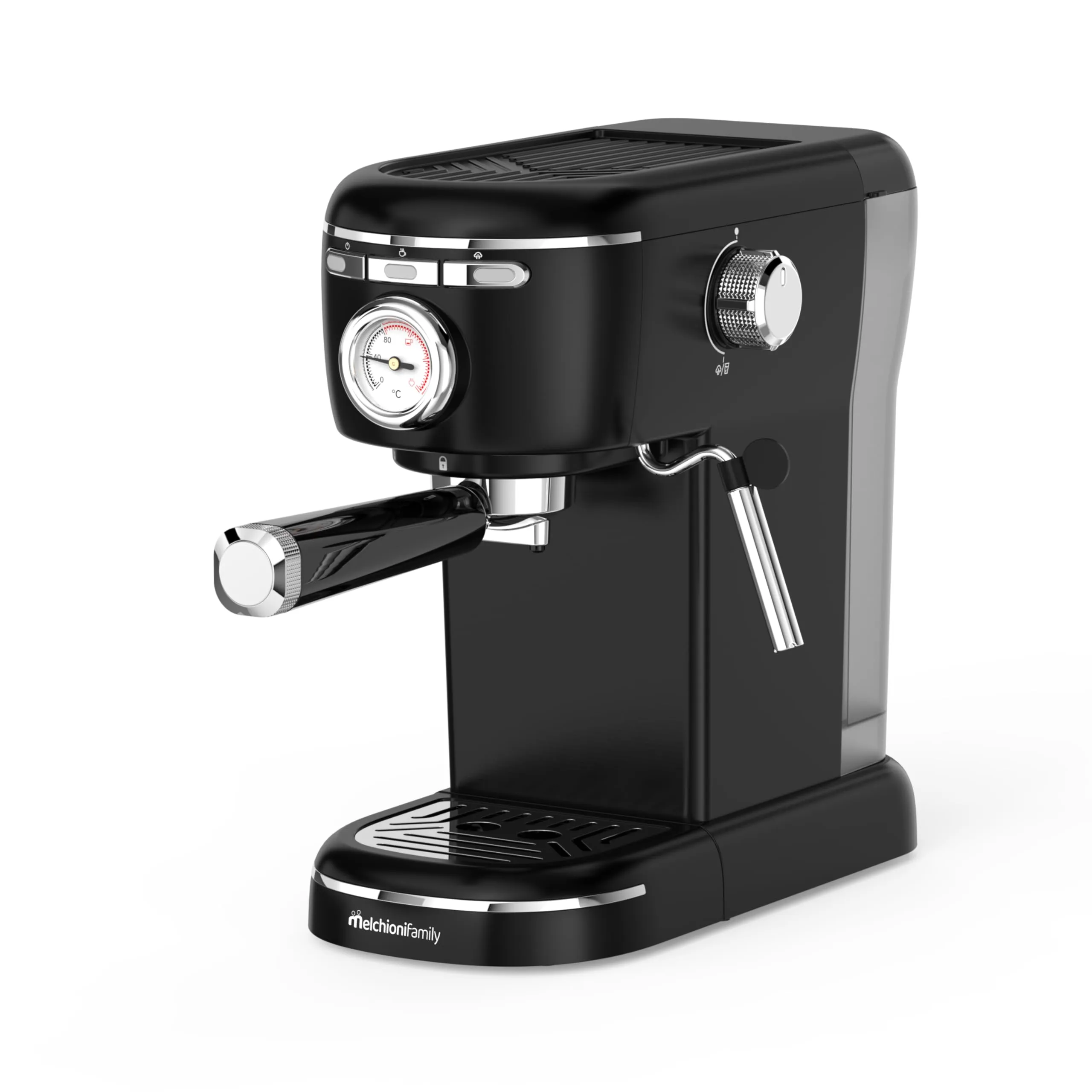 Melchioni Family | Aromatica Plus Macchina da Caffè Espresso 3 in 1 Compatibile con Cialde E.S.E.Capsule e Caffè in Polvere | 15 Bar, Serbatoio 1,2L, Montalatte Manuale per Cappuccino