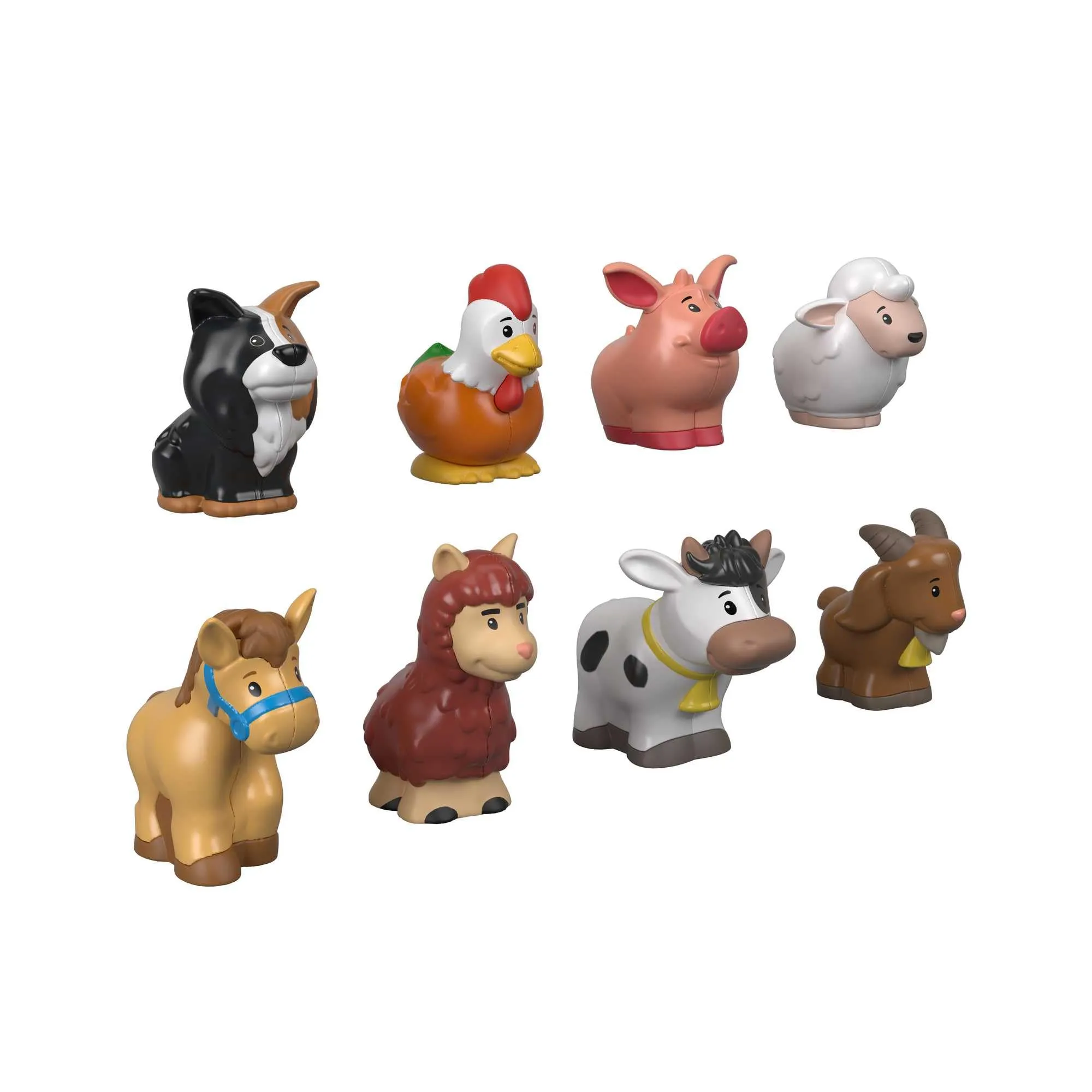 Fisher-Price-Animali della Fattoria Little People, 8 Animali tra cui Lama, Gallina, Mucca, Capretta, Cavallo, Maialino, Pecora e Cagnolino, Giocattolo per Bambini 1+, GFL21
