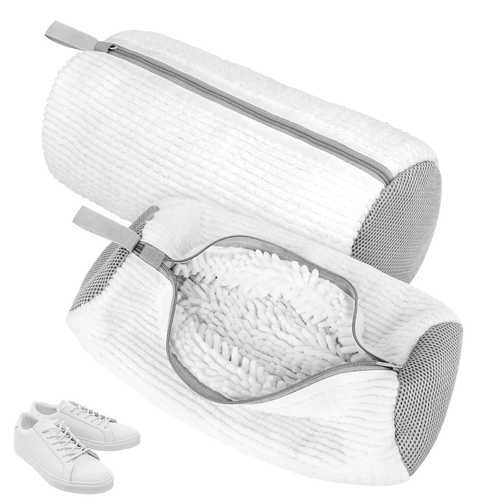 2 Pezzi Sacchetti per Scarpe Lavanderia Sacchetto Lavatrice Scarpe Borse per Bucato con Cerniera e pulizia a 360° Della Lanugine Riutilizzabile Proteggi Scarpe e Lavatrice Pulizia Efficiente (Grigio)