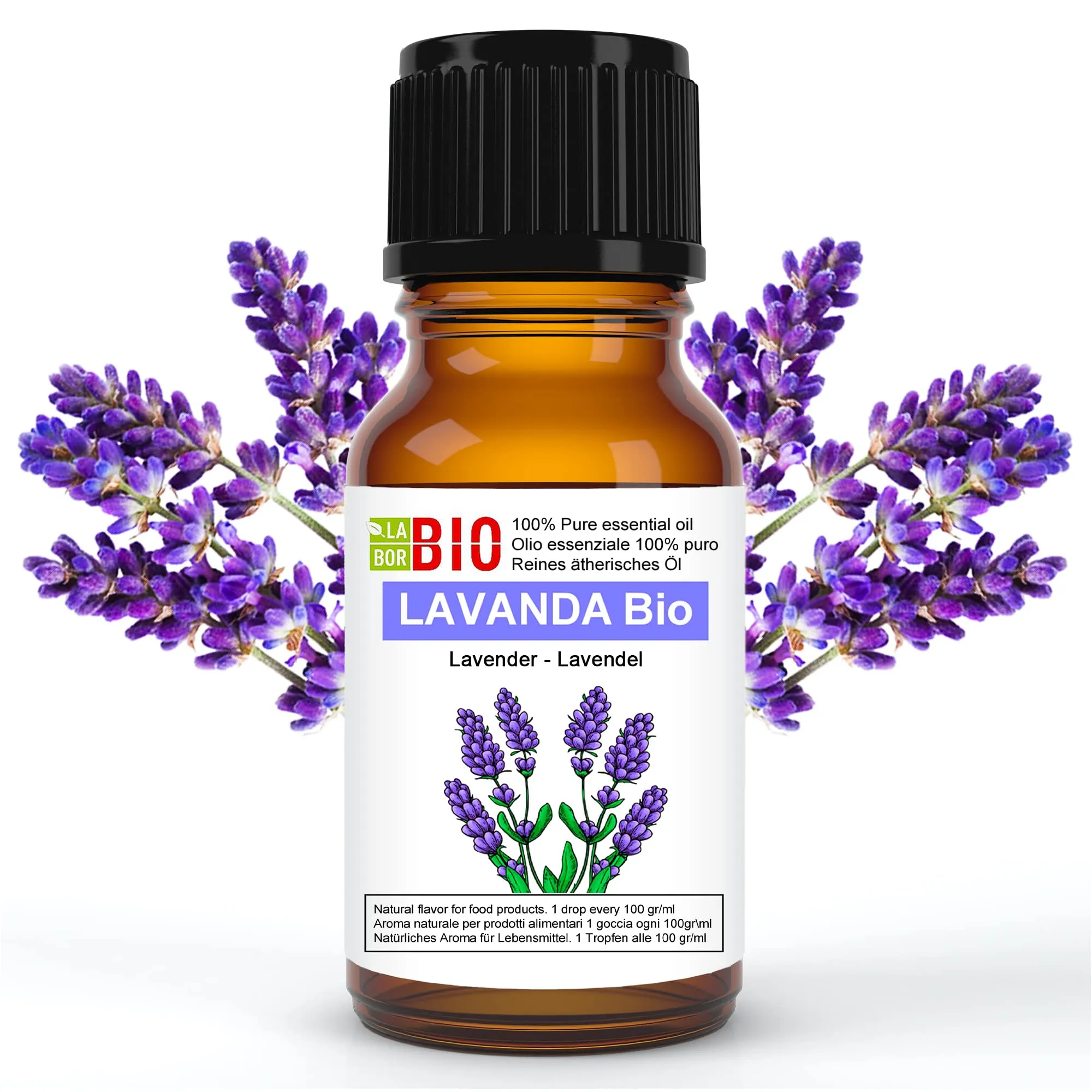 Lavanda Bio Olio essenziale 100% Puro 30 ml - Uso interno Terapeutico Alimentare Diffusori Aromaterapia Cosmetica Cucina - Laborbio