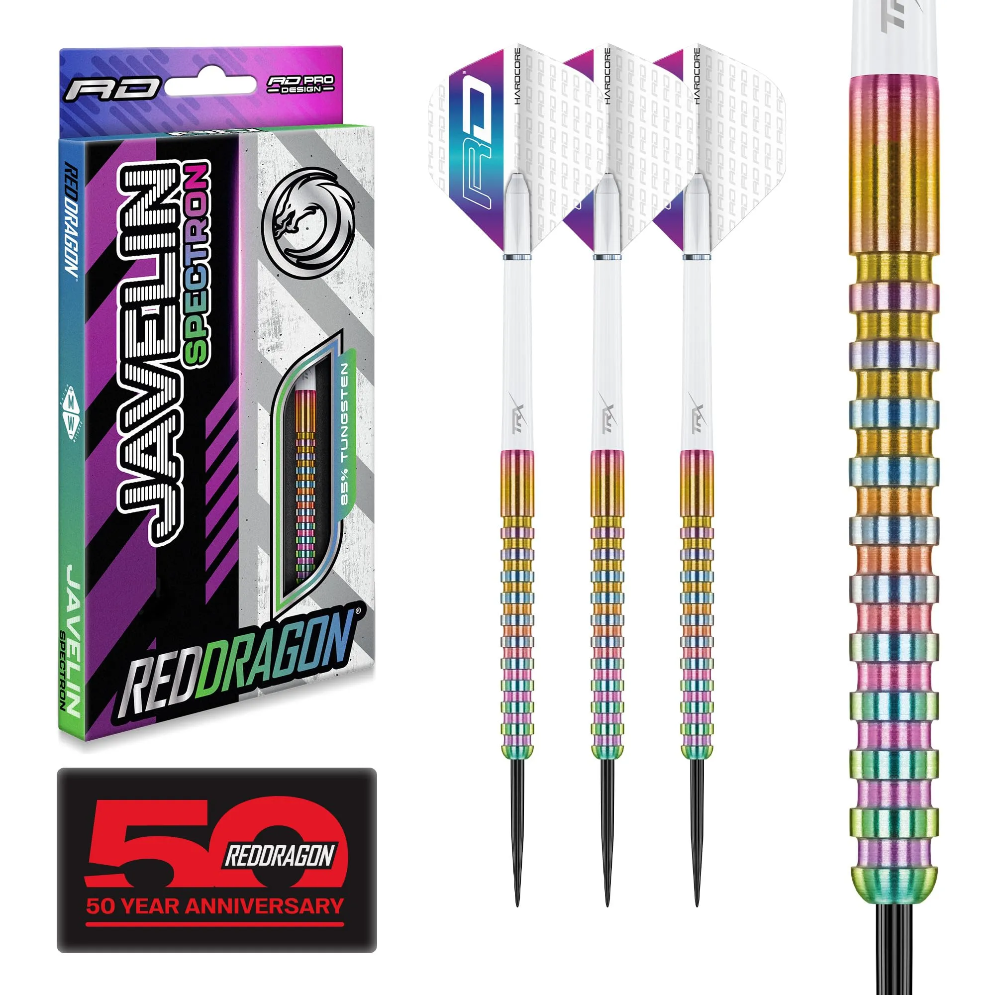 RED DRAGON Javelin Spectron Set di Freccette in tungsteno Premium da 22 Grammi con Alette e steli