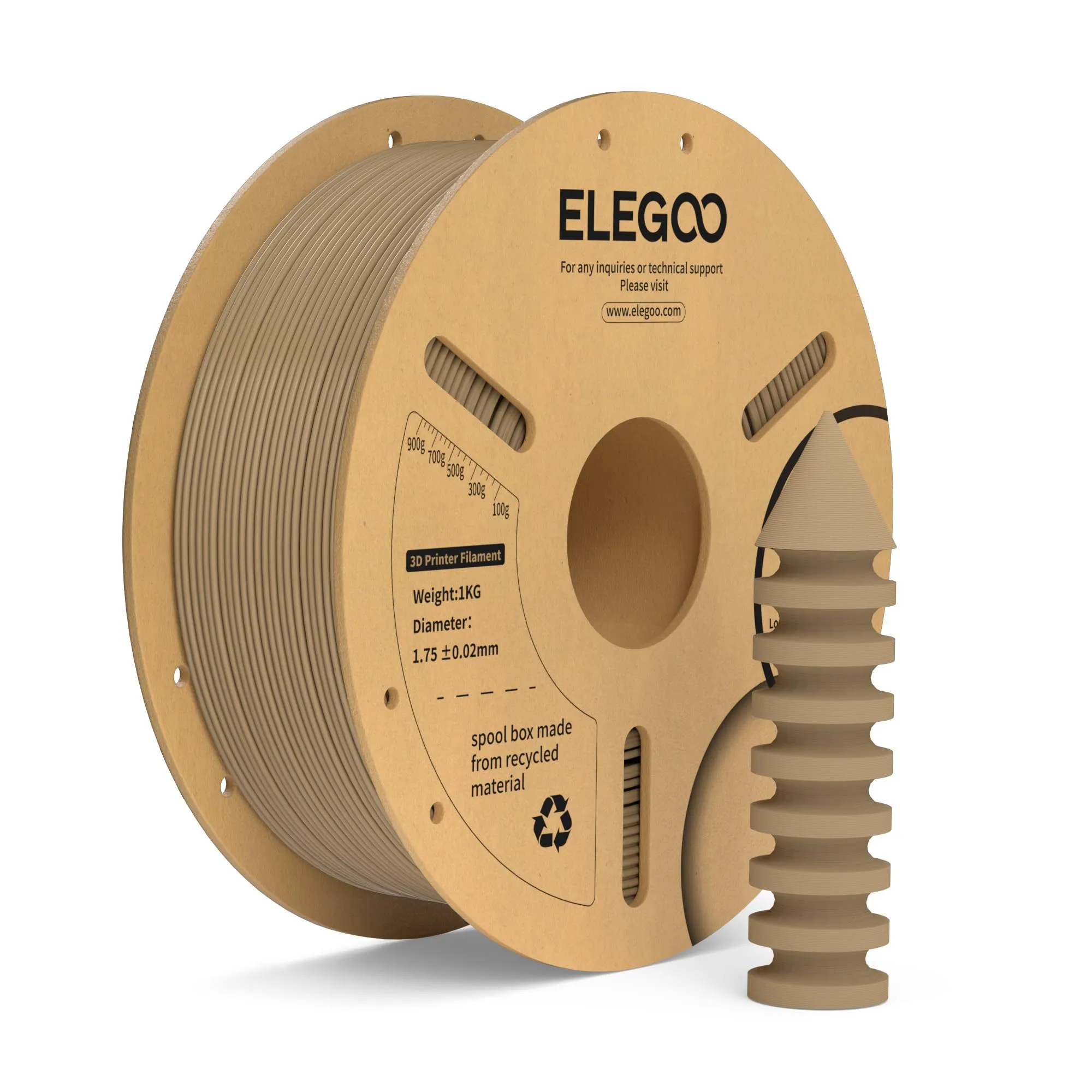 ELEGOO Filamento PLA+ 1.75mm Colore del Legno 1KG, Filamento PLA Plus per Stampante 3D, Precisione Dimensionale +/- 0.02mm, Filamento per La Maggior Parte delle Stampanti 3D