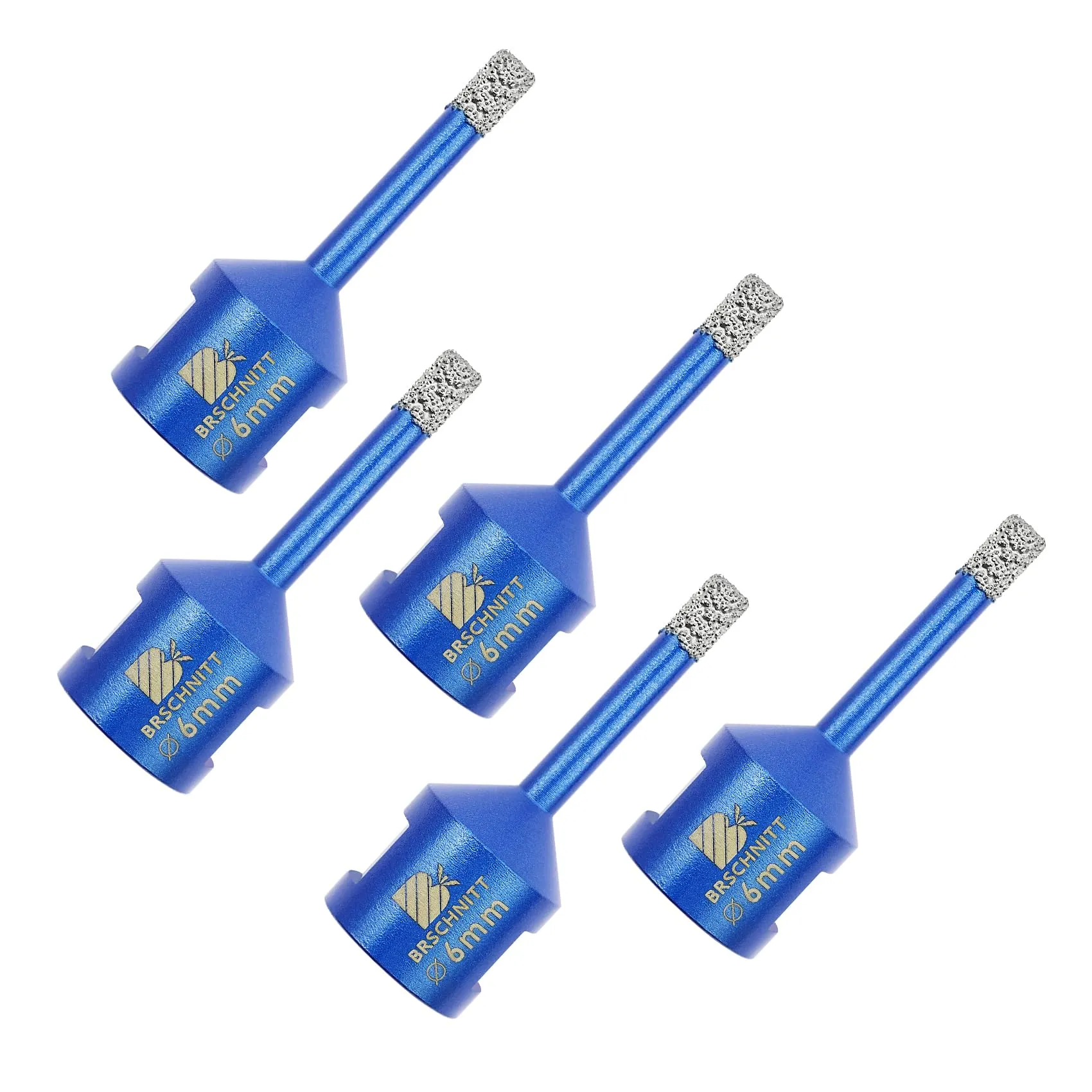 Punta per Trapano Diamantata 6mm- BRSCHNITT Vacuum Brasato Foretto Diamantato con Filettatura M14 per Porcellana Piastrella Granito Marmo Taglio a Secco （5 pezzi）.