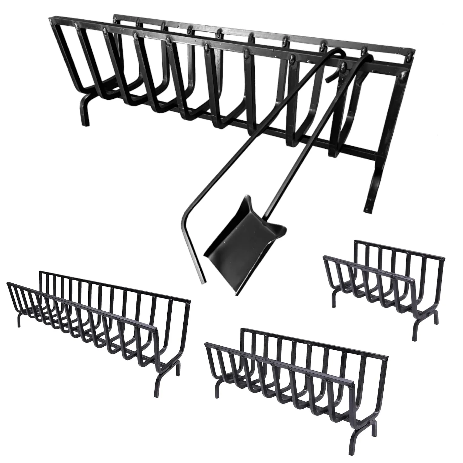 Brucialegna braciere porta legna per camino barbecue in ferro battuto (BRUCIALEGNA STRETTO FERRO BATTUTO, CM 72X21)