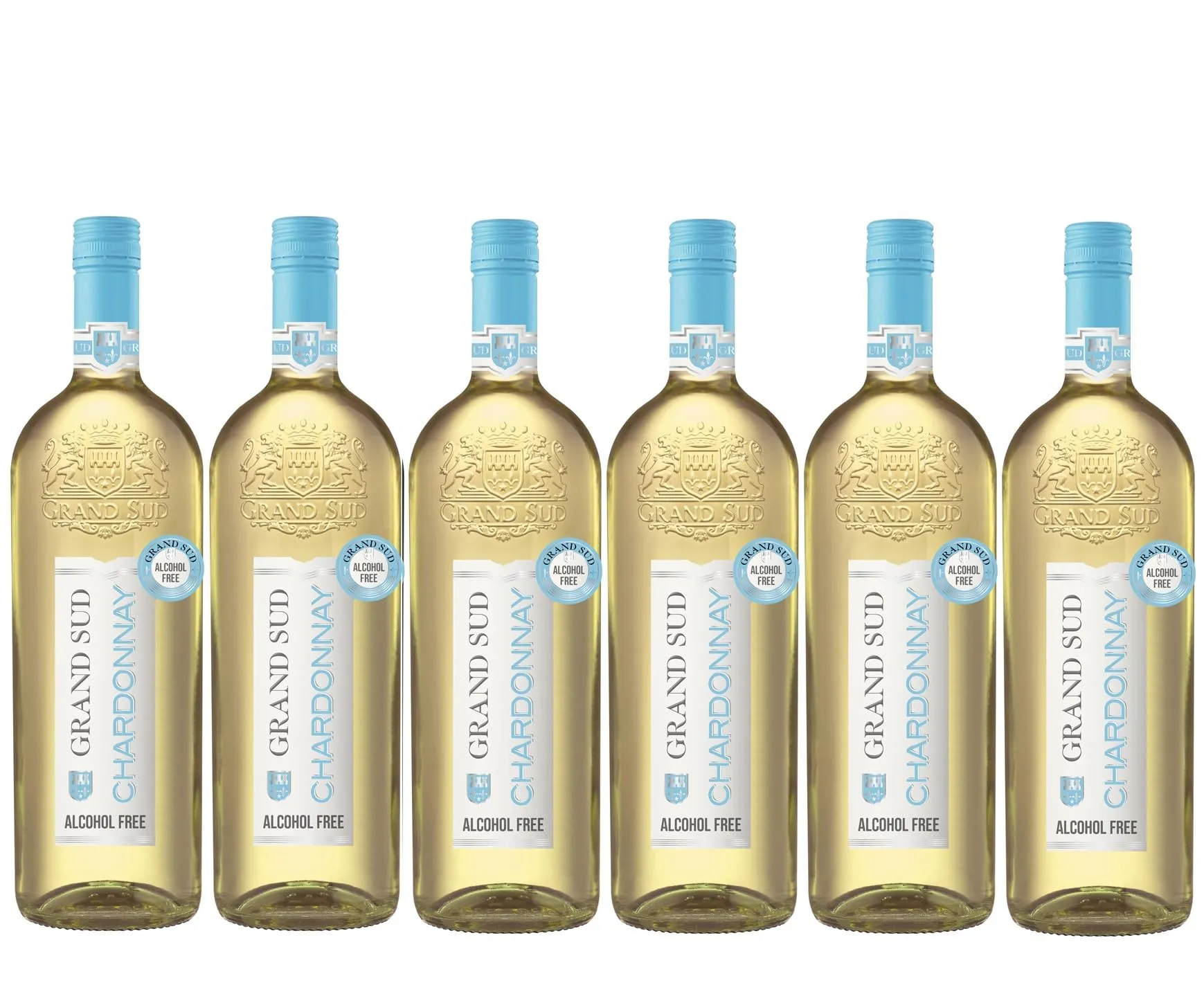Grand Sud – Vino Bianco Analcolico, Chardonnay Fresco e Morbido (6 x 1 L)