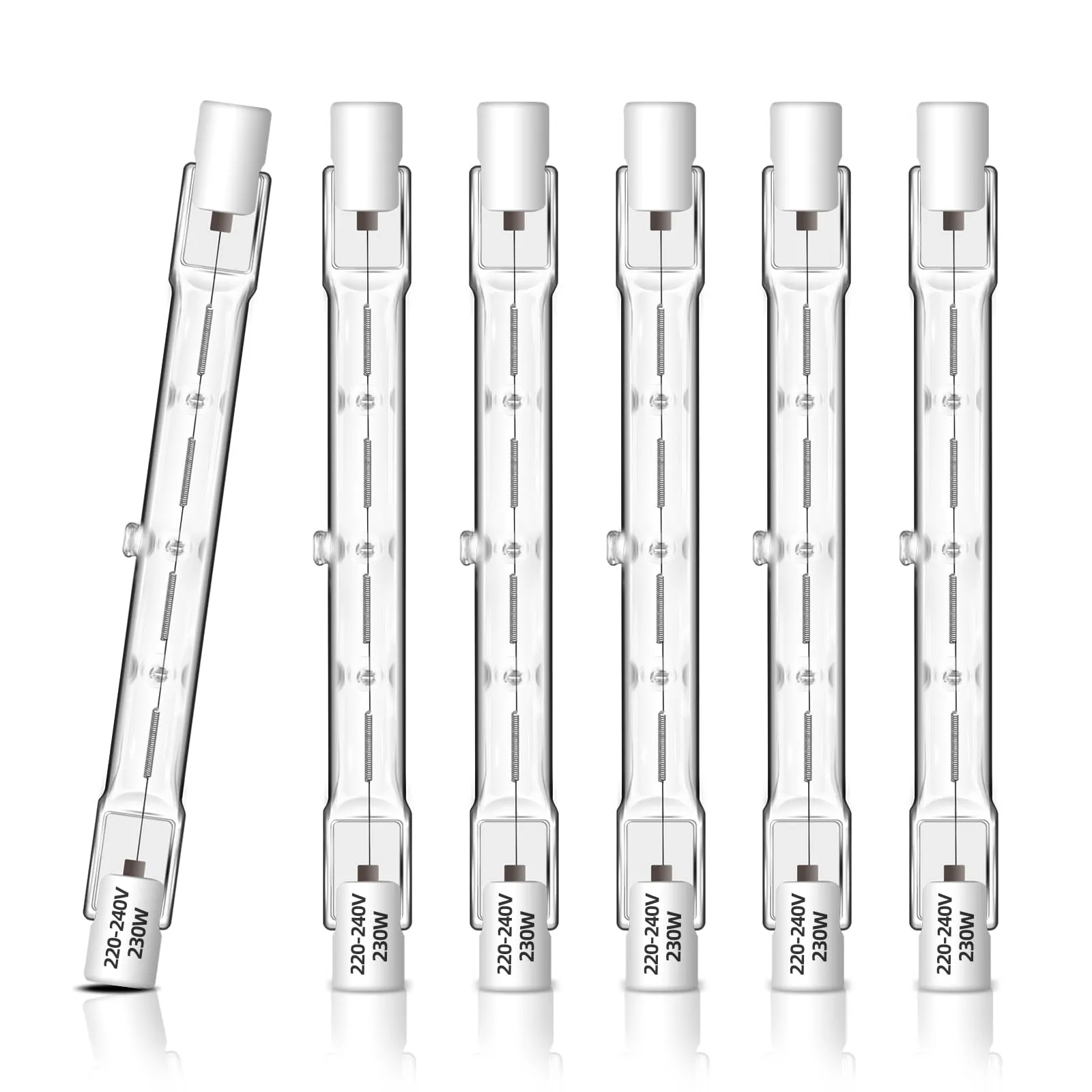 Caldarax 6 Pezzi R7s Lampadina Alogena 118mm 230W, Dimmerabile Lampadine Alogene R7S 230V, Bianco Caldo 2700K, 4650LM, J118 Lampadine Alogene Lineare per Lampade da Pavimento, Luci del Paesaggio