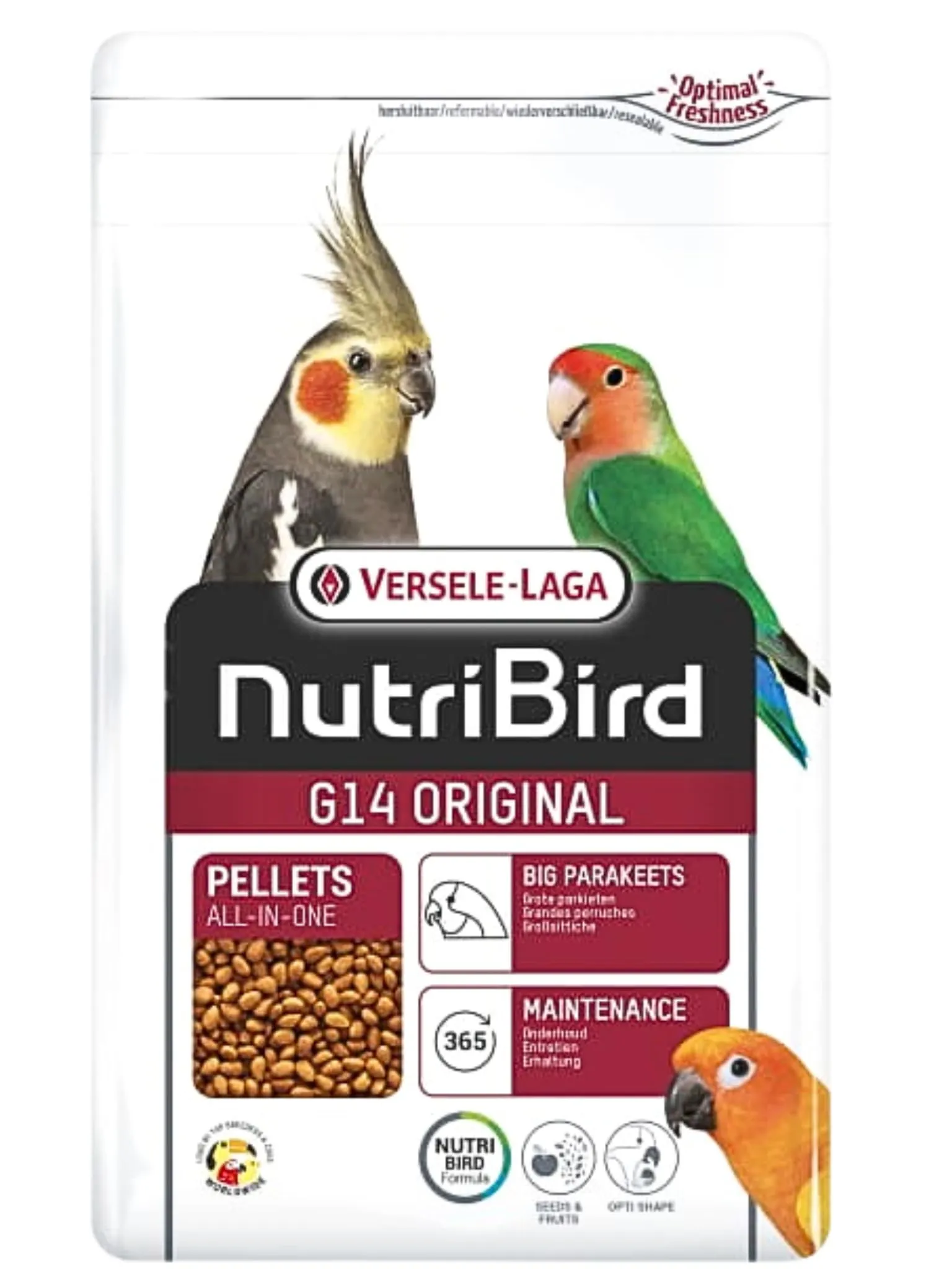 Versele-Laga Nutribird G14 | 1 kg | Mangime di mantenimento per pappagalli adulti | Pellet estrusi | Per supportare la flora intestinale e il piumaggio | Consigliato dai veterinari