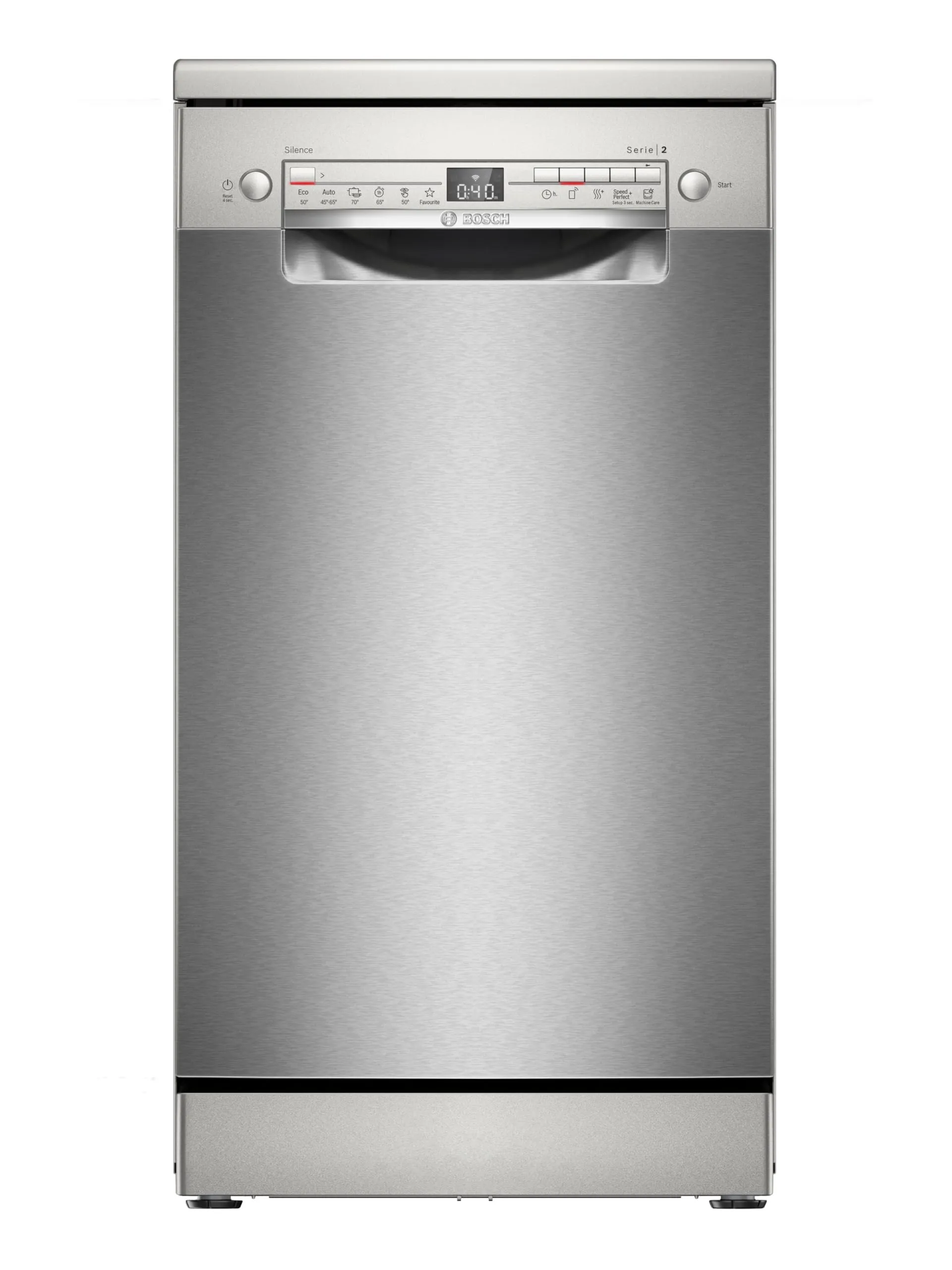 Bosch SPS2HKI58E Serie 2, Lavastoviglie da libera installazione, Diagnostica da remoto, Assistente al lavaggio, EcoDosage, Home Connect, Acciaio, 45cm