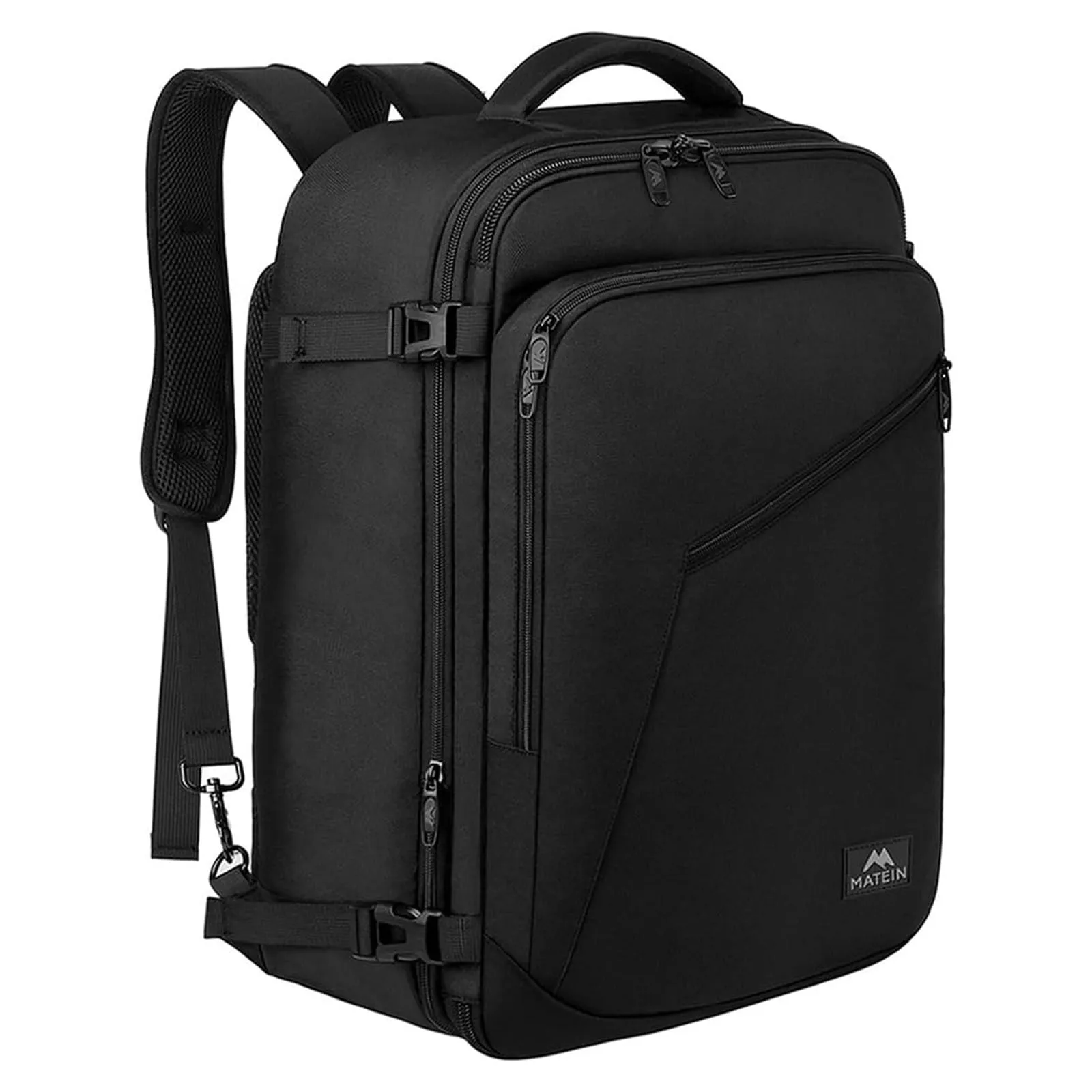 MATEIN Zaino Viaggio 40x30x20, Bagaglio a Mano Aereo Zaino da Viaggio per Donna Uomo, 30L Zaino Cabina Compatto Leggero Zaini Casual Espandibile Travel Bag per Ryanair, Wizz Air, Easyjet, Nero