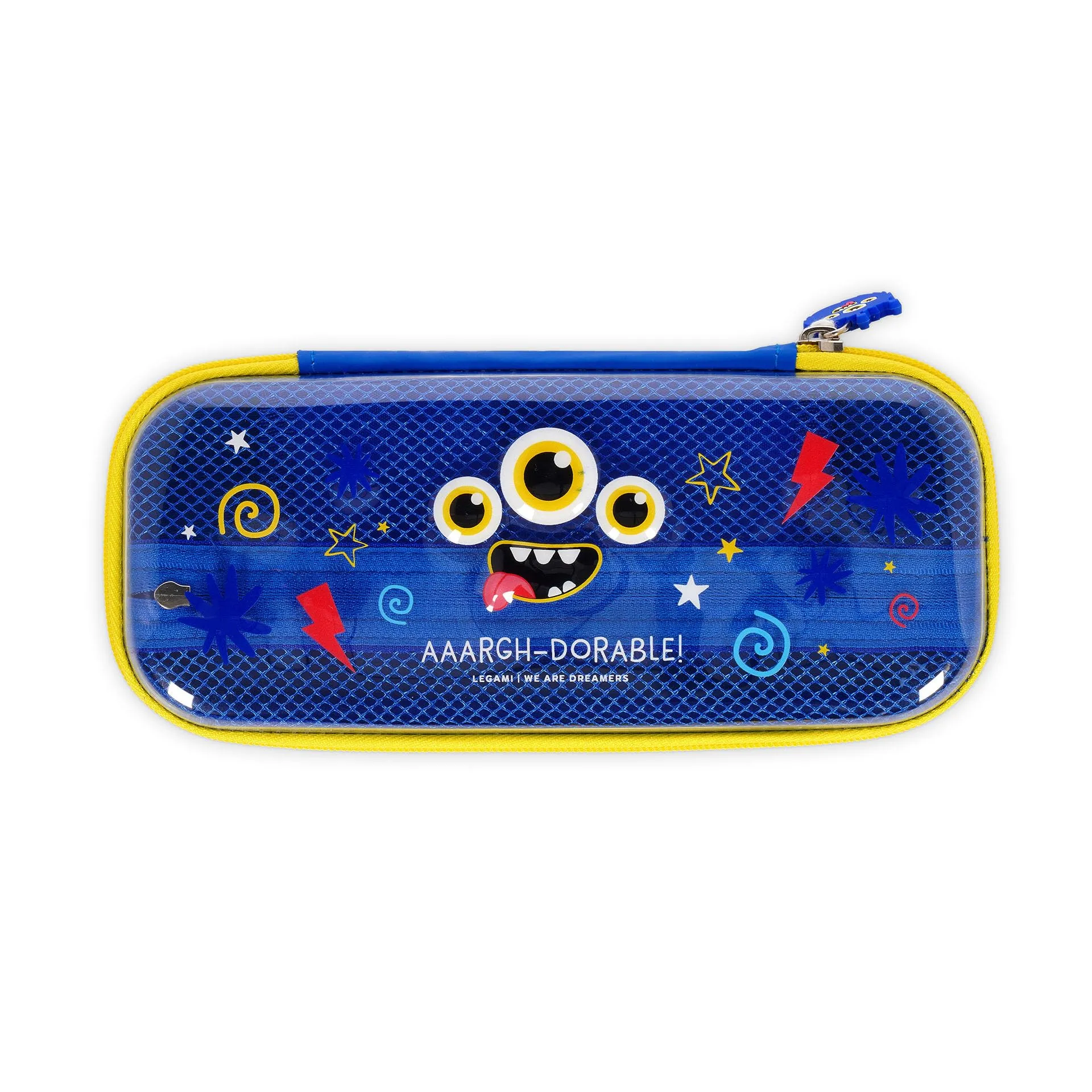 Legami - Astuccio Wonderwow, Tema Monster, 2 Scomparti e Portapenne interno, Scomparto interno con Tessuto a Rete, Chiusura a Zip, 23x11x5 cm