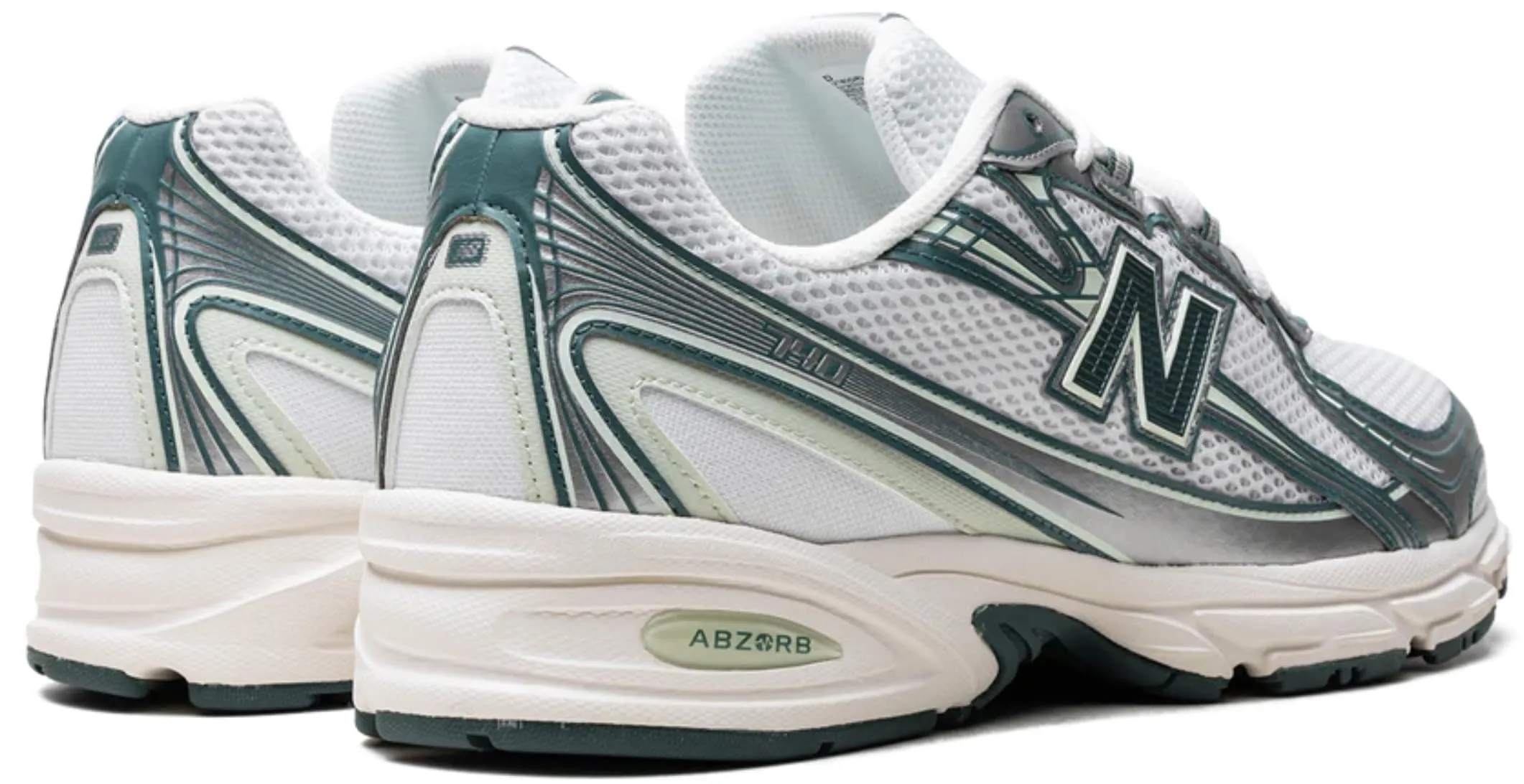 New Balance 740 Scarpe Uomo, Bianco Palude Verde, 8 Women/6.5 Men