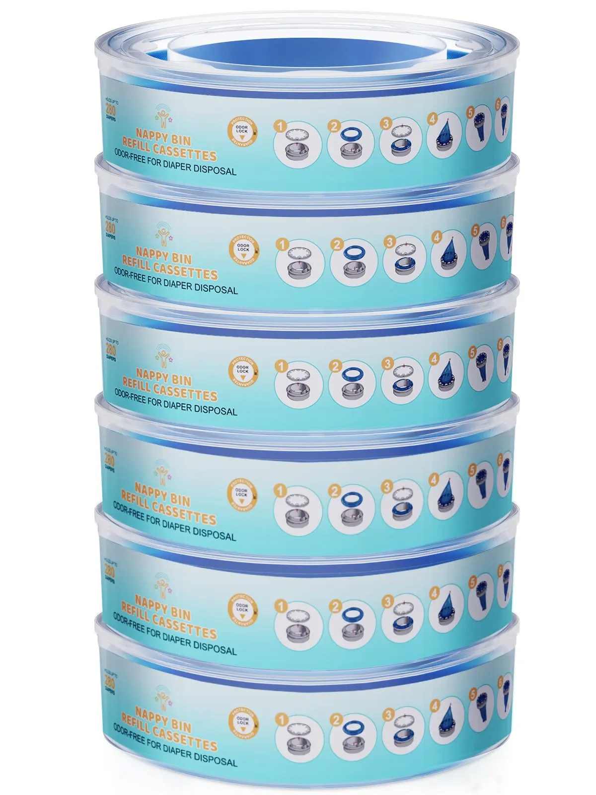 6 Pezzi Ricarica Mangiapannolini, PARPAT Ricariche Per Secchio Pannolino Tenuta Stagna Antiodore Compatibile con Mangiapannolini Angelcare Maialino Foppapedretti & Litter Locker II