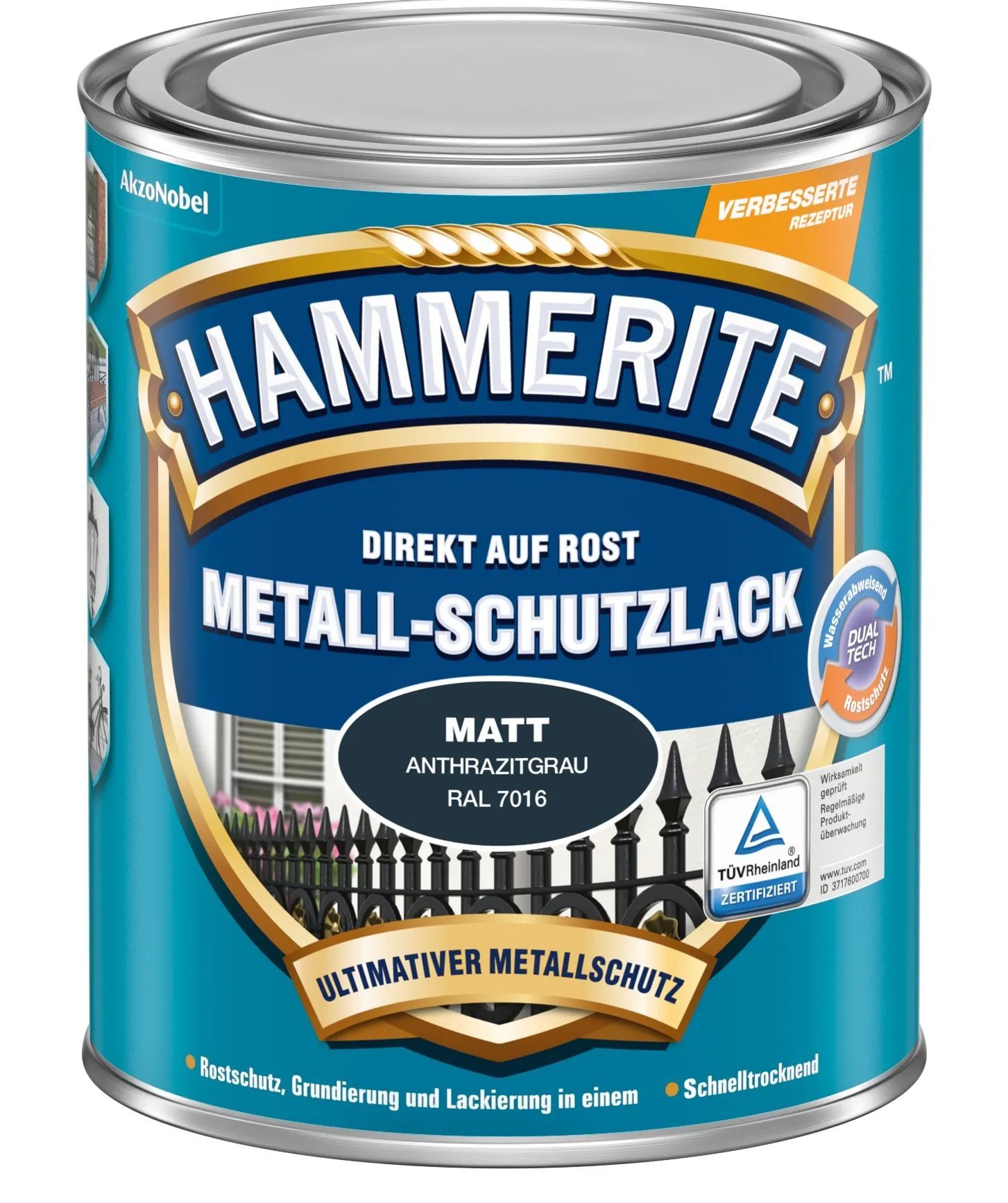 HAMMERITE, vernice protettiva per metallo, opaca, di colore grigio antracite, in barattolo da 750 ml, 5272546