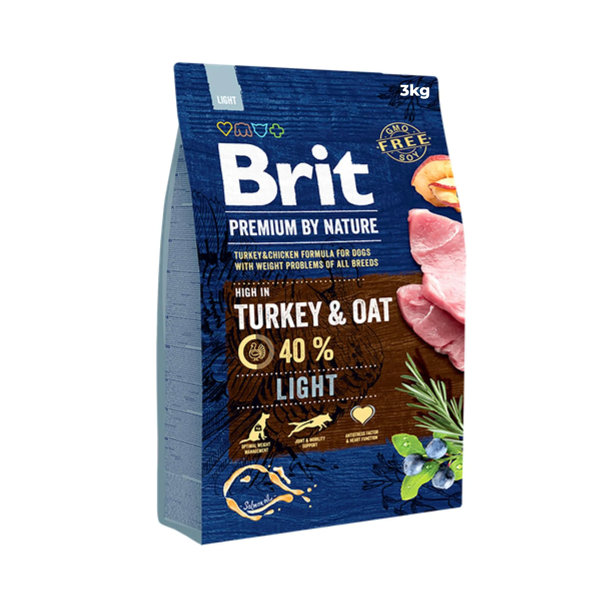 BRIT PREMIUM BY NATURE LIGHT UNIVERSAL MANZANA, POLLO, MAÍZ, PAVO 3 KG