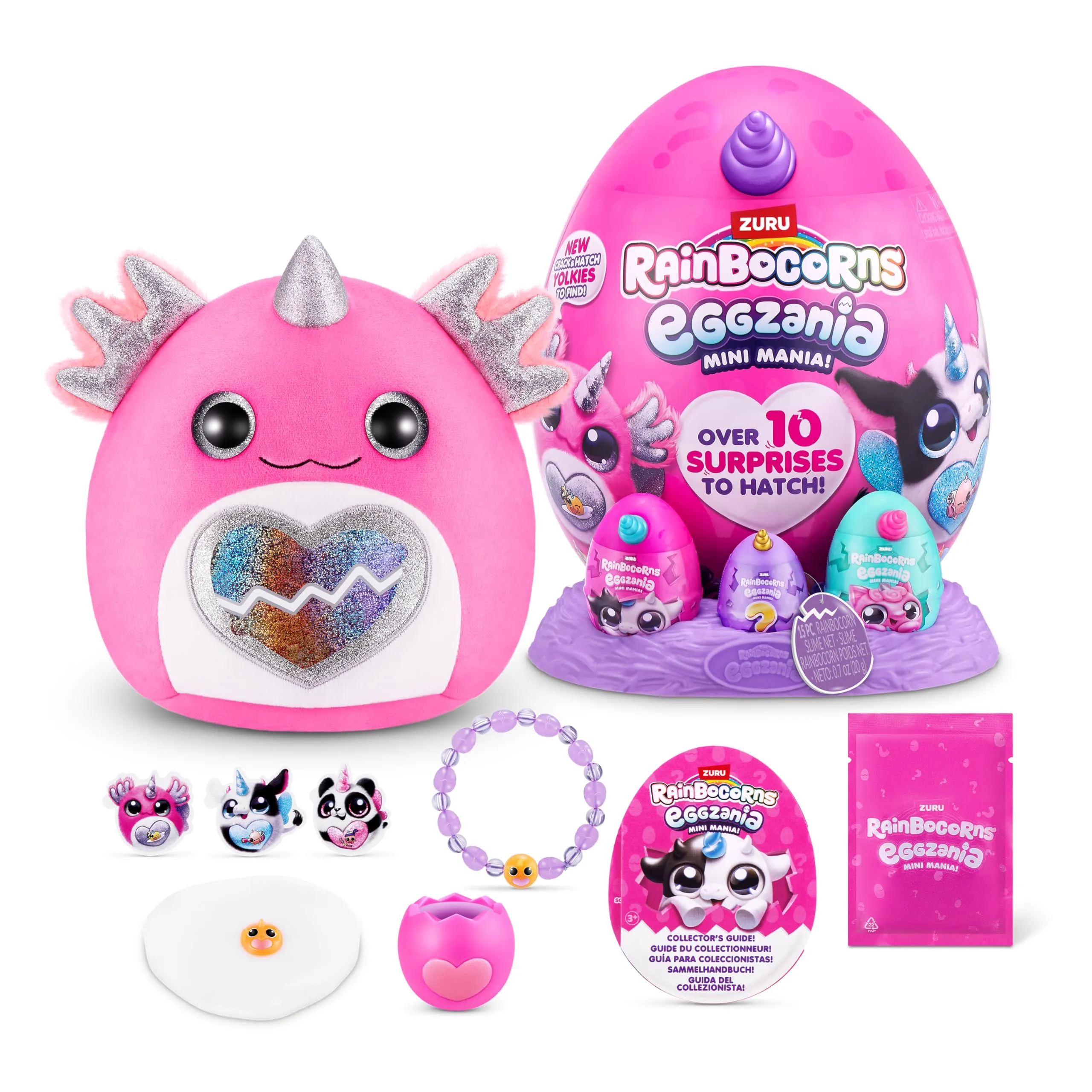 Rainbocorns ZURU Eggzania Mini Mania di ZURU Scatola da Scoprire con Peluche di Un Animale, Idea Regalo Perfetta per Bambine e Il Loro Gioco di Fantasia, Slime (Axolotl)