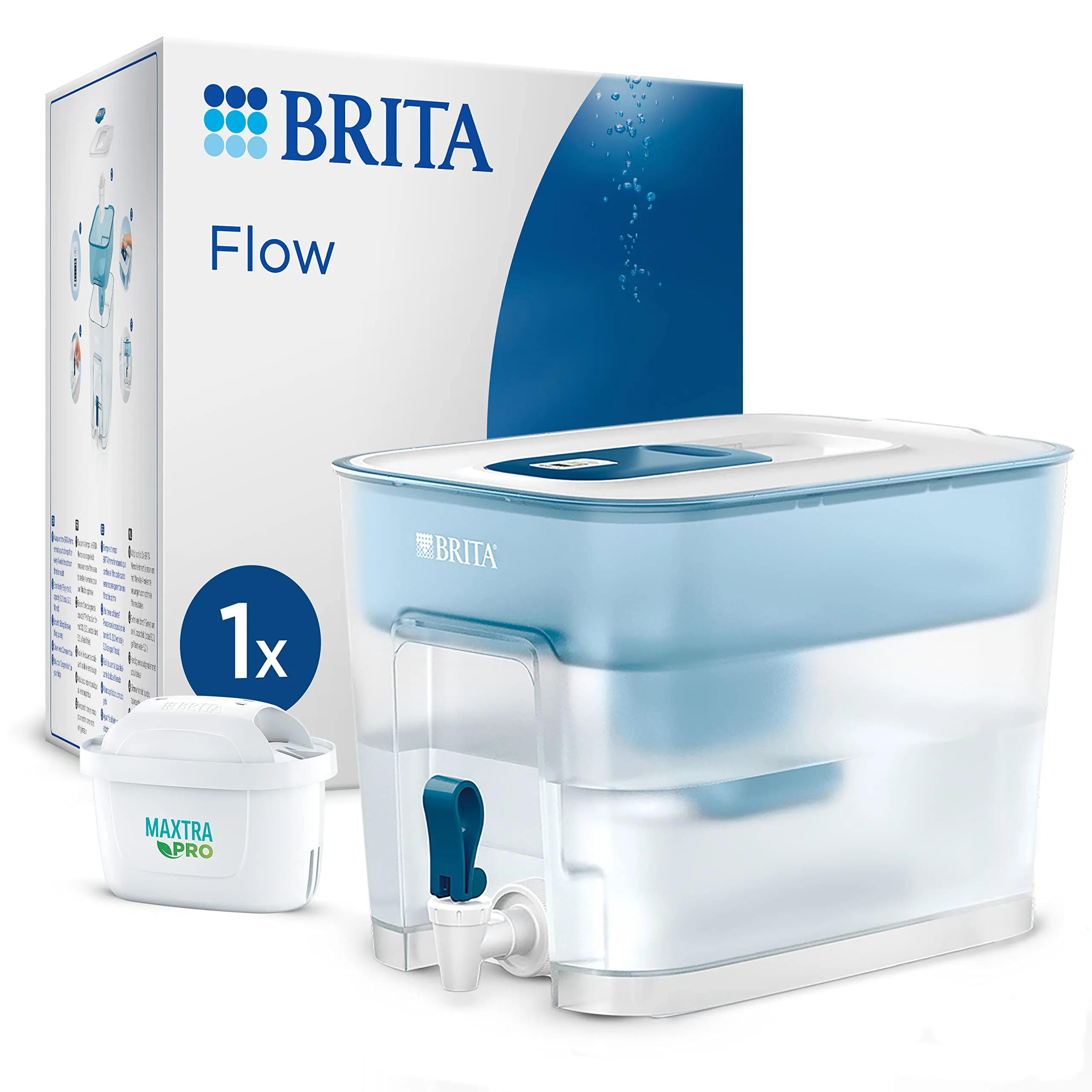 Brita Distributore filtrante per acqua 8, 2 L con filtro, Bianco